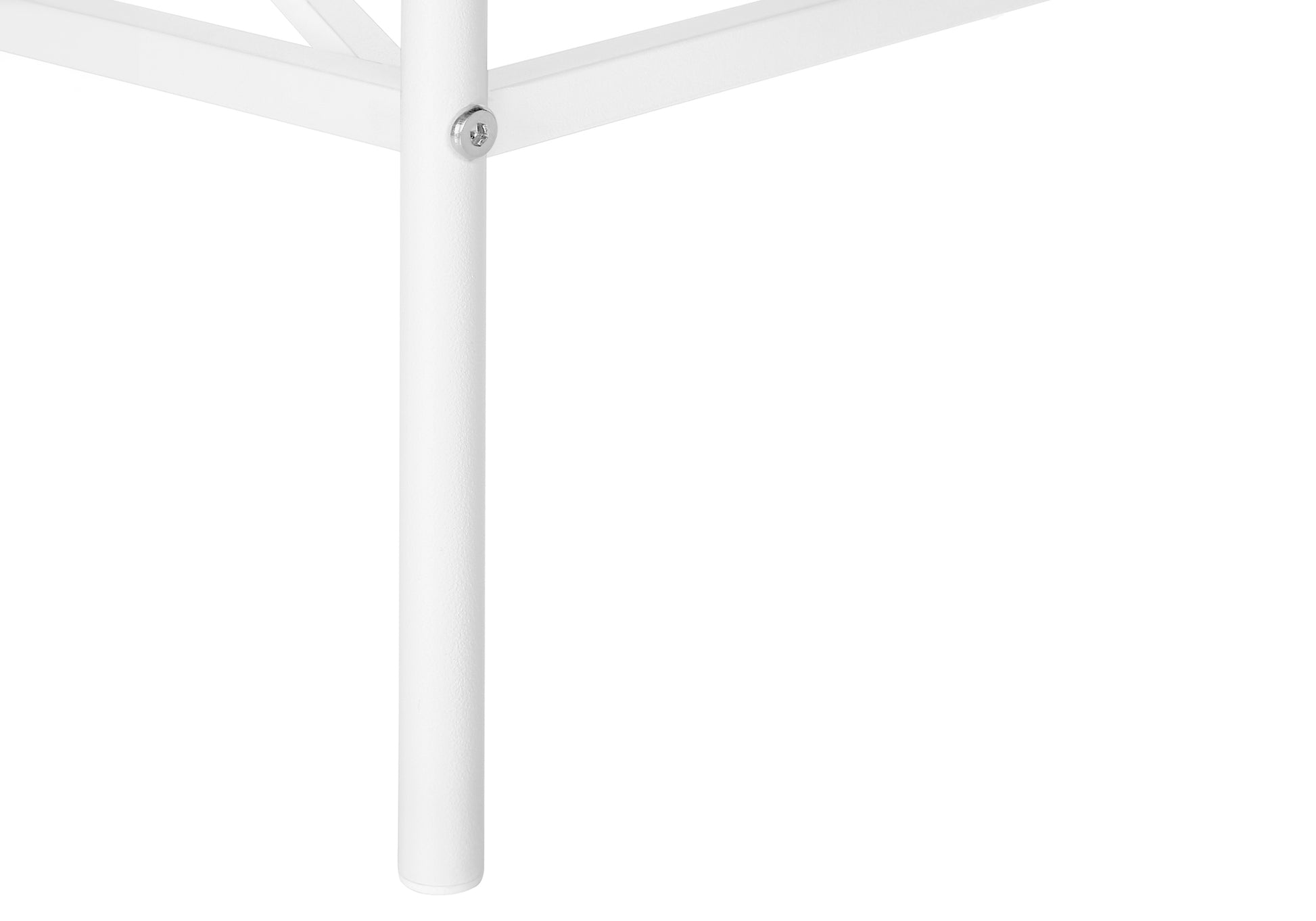 White metal table leg with visible screw detail