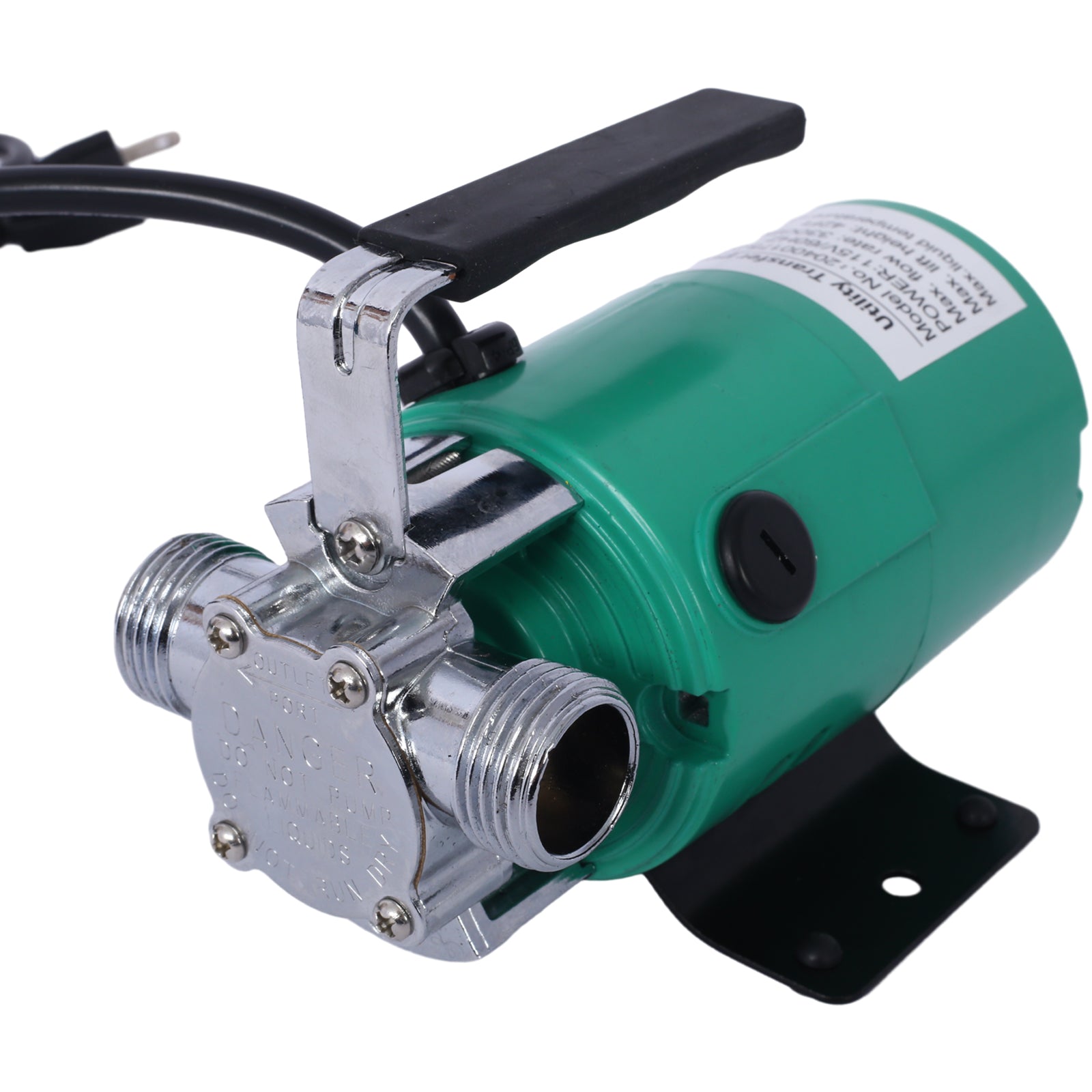 Green utility pump with chrome fittings and black handle ideal for liquid transfer