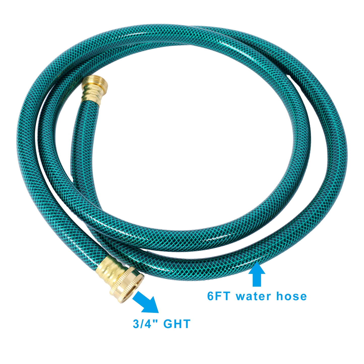Green garden hose with brass fittings ft length ideal for watering plants