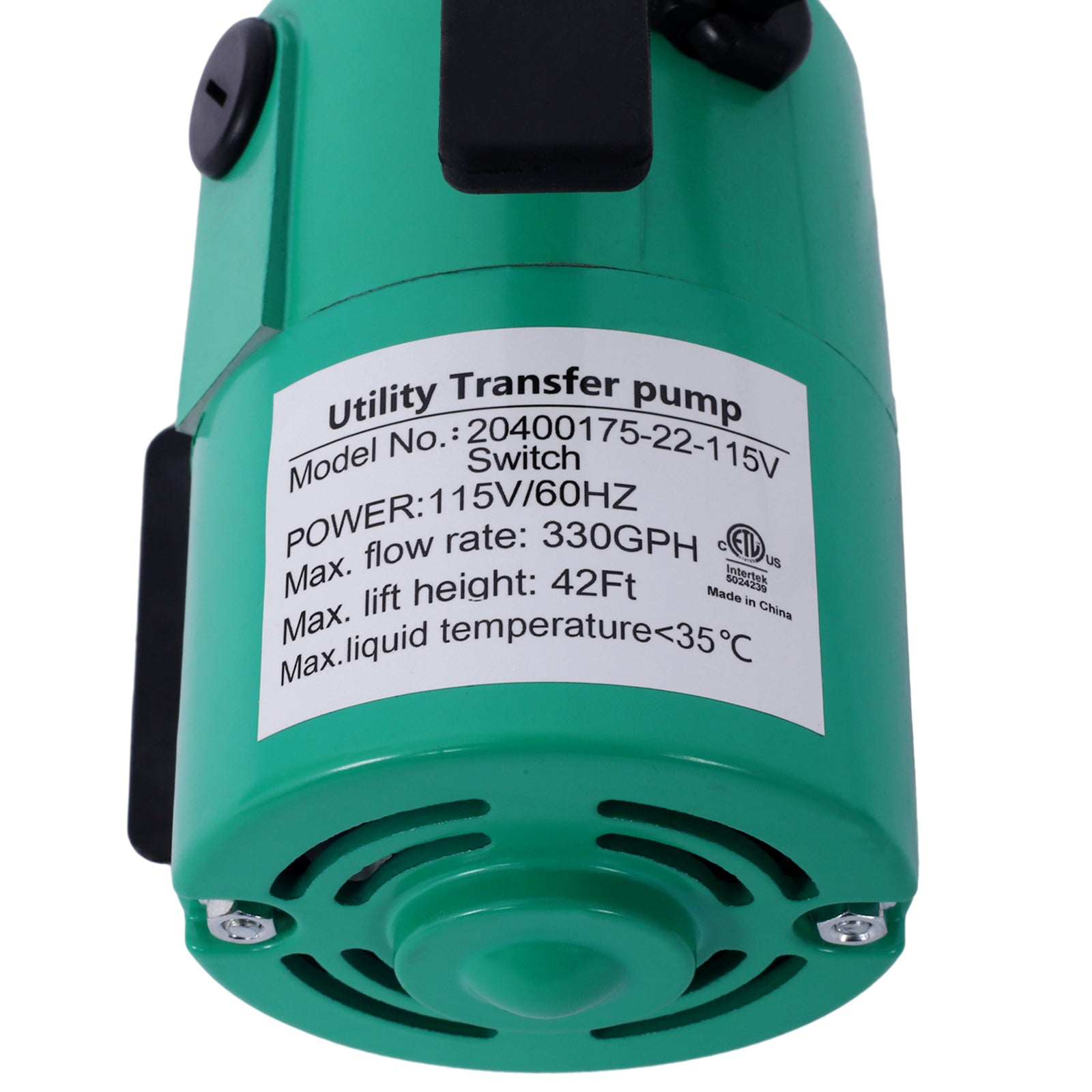 Green utility transfer pump with VHz power and  GPH flow rate