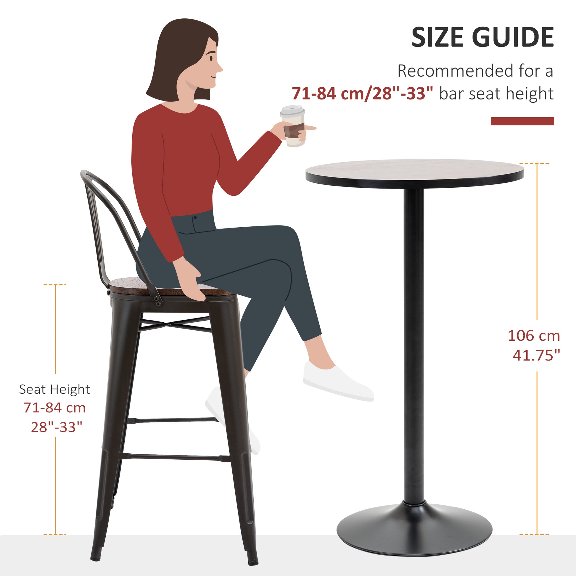 Dark metal bar stool with wooden seat seat height  inches