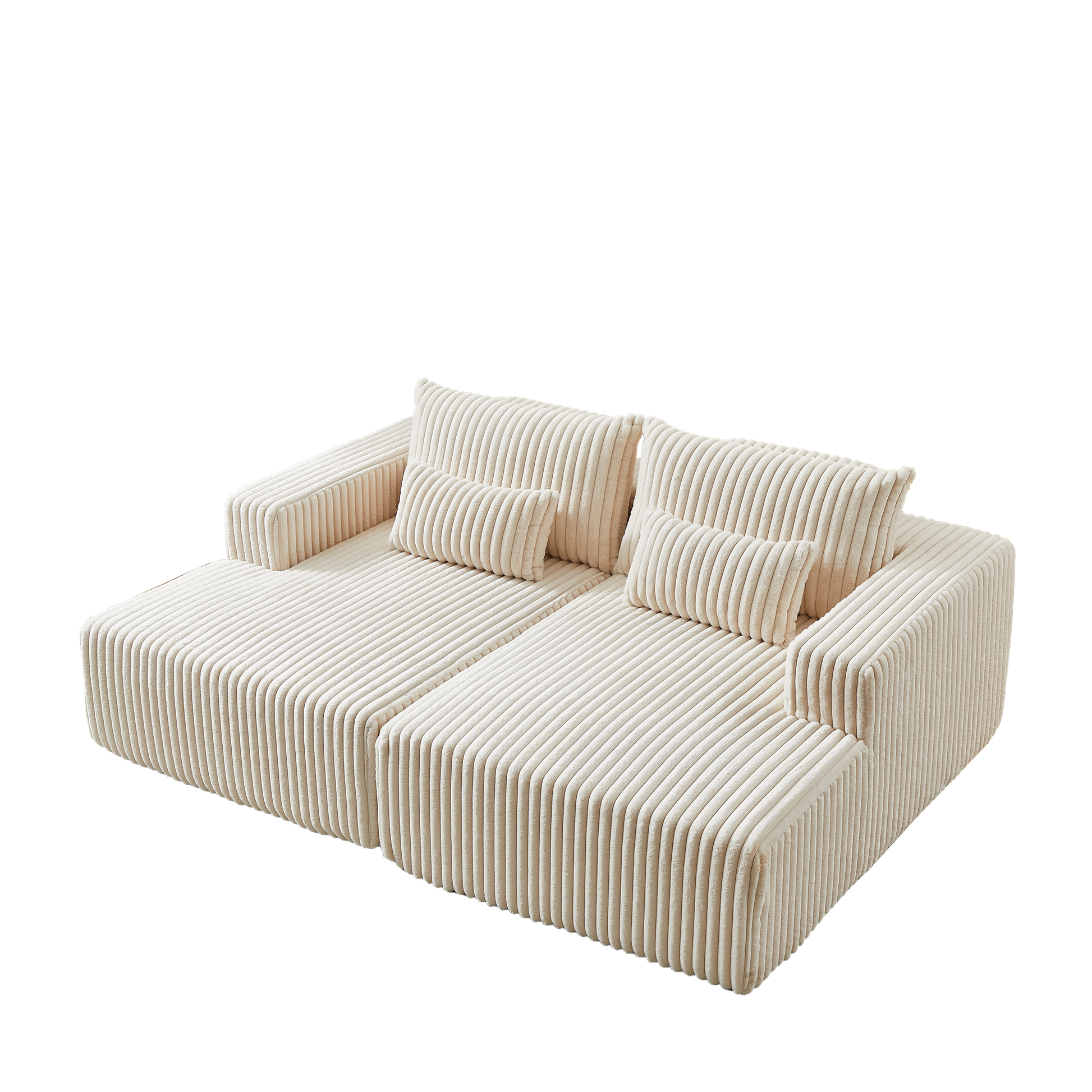 Plush cream corduroy sectional sofa with tufted cushions perfect for modern living rooms