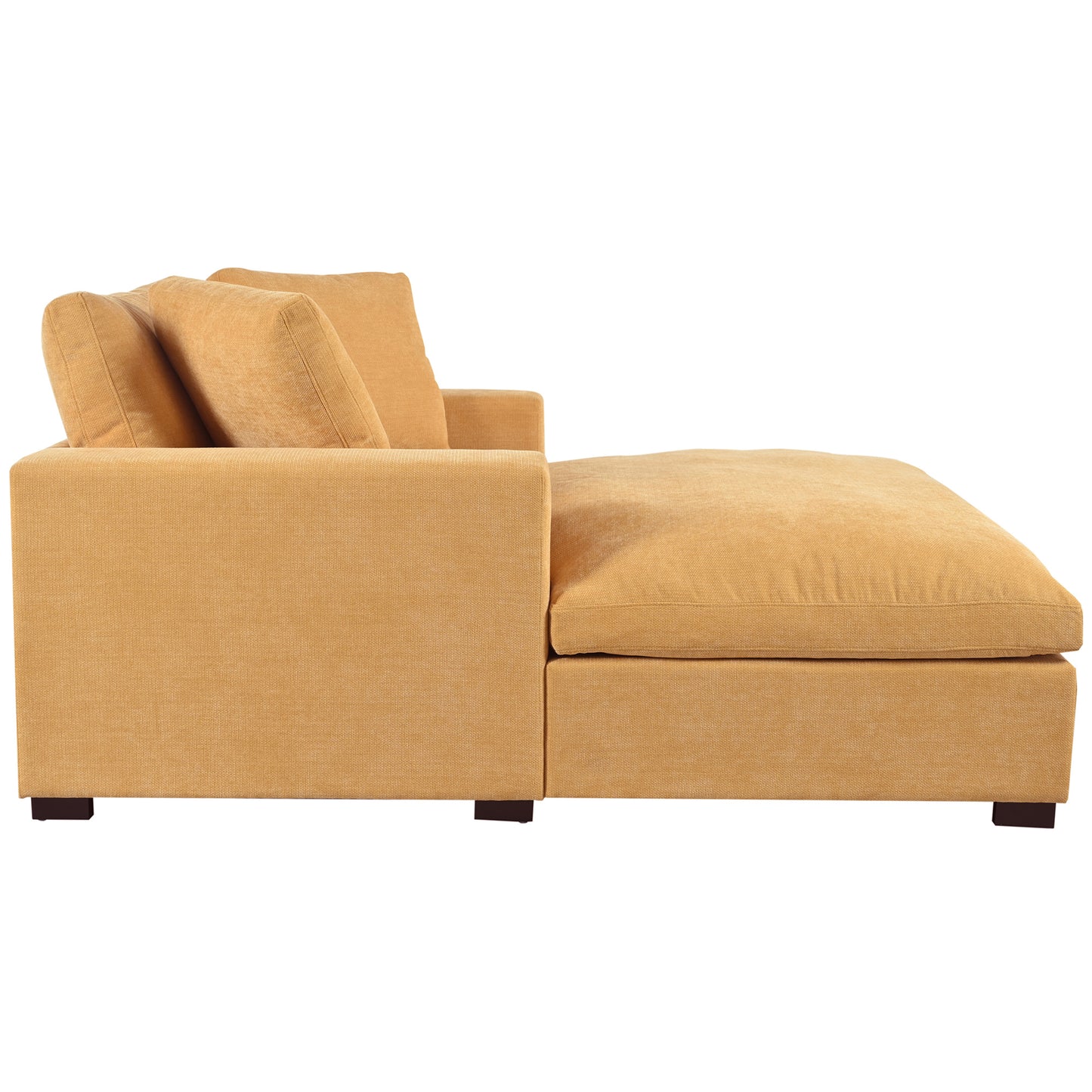 Comfortable orange fabric sectional sofa with chaise lounge perfect for living rooms