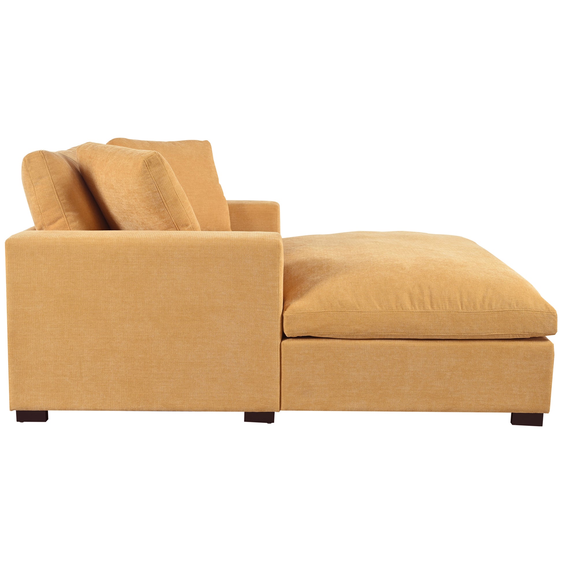 Comfortable orange fabric sectional sofa with chaise lounge perfect for living rooms