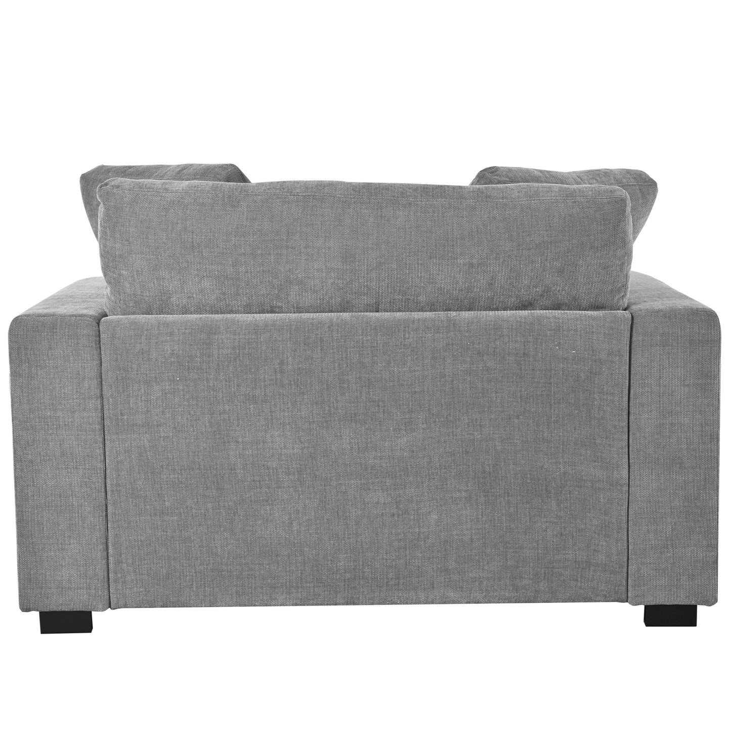 Modern grey fabric couch with plush back cushions perfect for living rooms