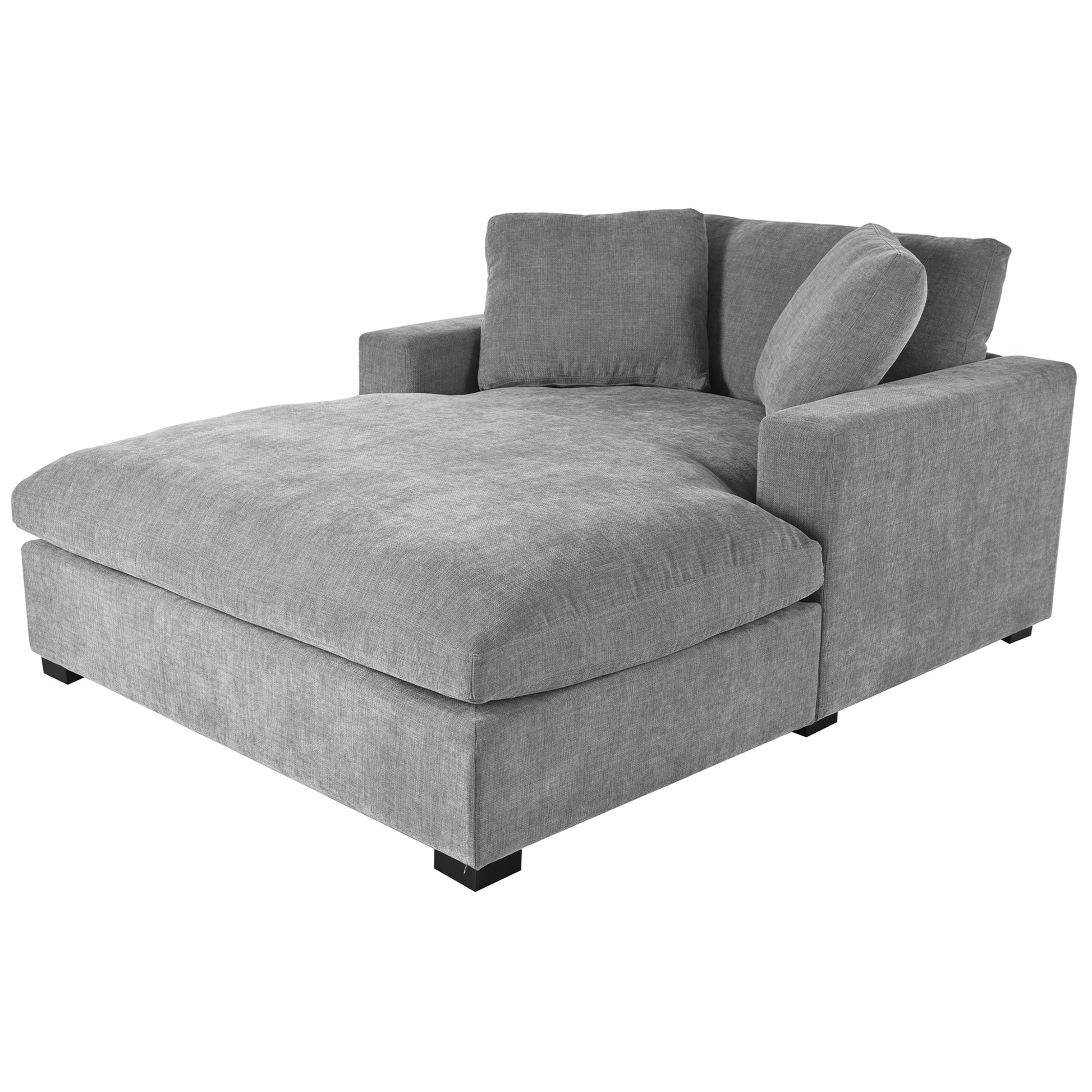 Plush grey fabric sectional sofa with chaise lounge perfect for modern living rooms