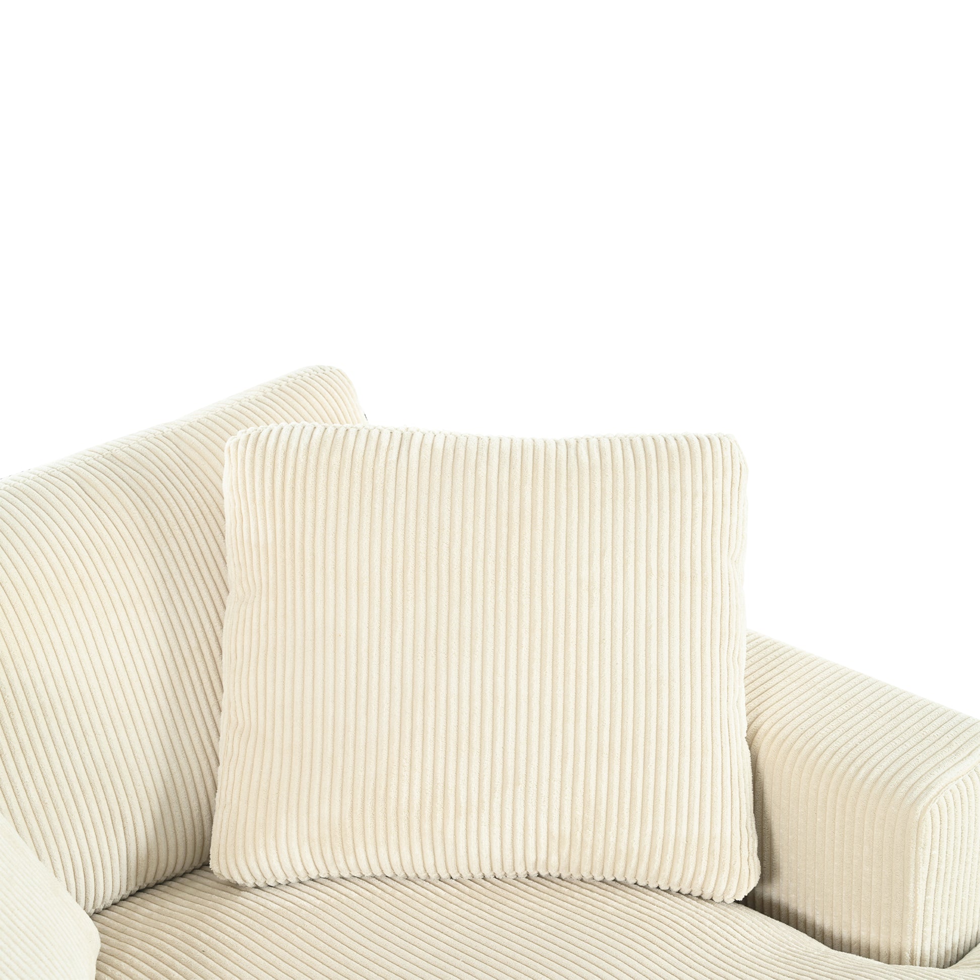 Cream corduroy sofa cushion with textured ribs soft and inviting for modern living rooms