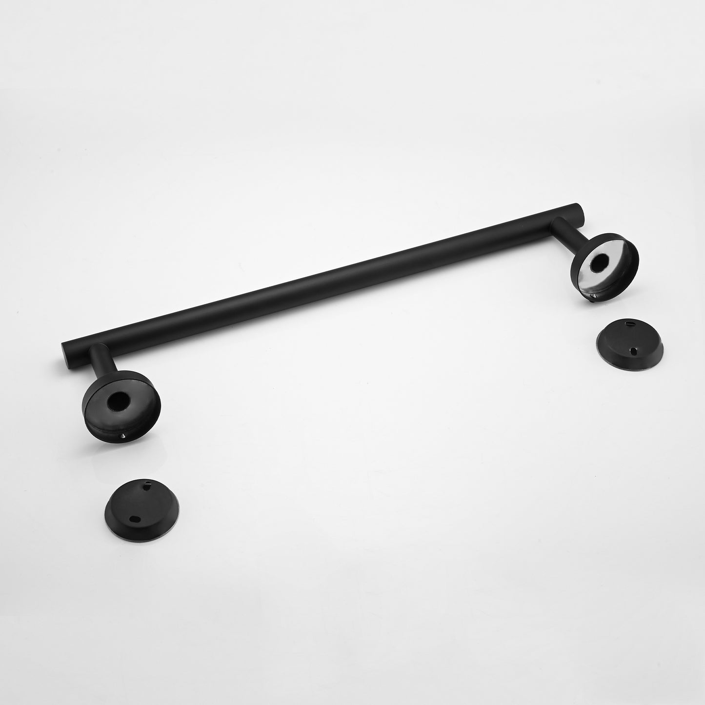 Sleek black minimalist drawer pull with brushed nickel finish inch length
