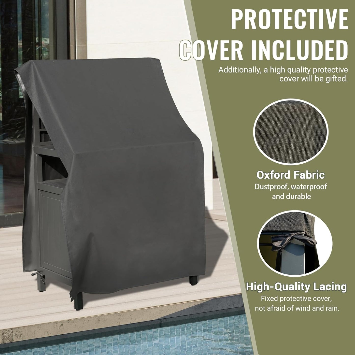 Dark gray Oxford fabric patio chair cover