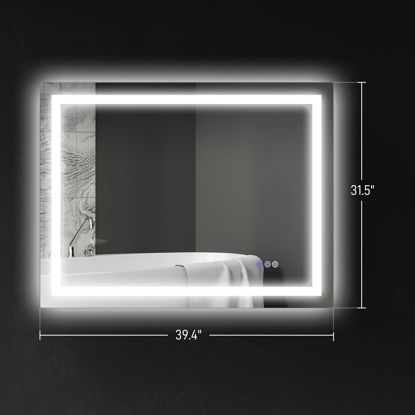 Modern rectangular vanity mirror with integrated LED illumination  x  inches