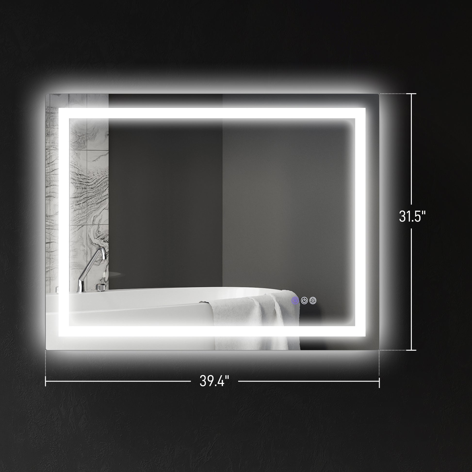 Modern rectangular vanity mirror with integrated LED illumination  x  inches