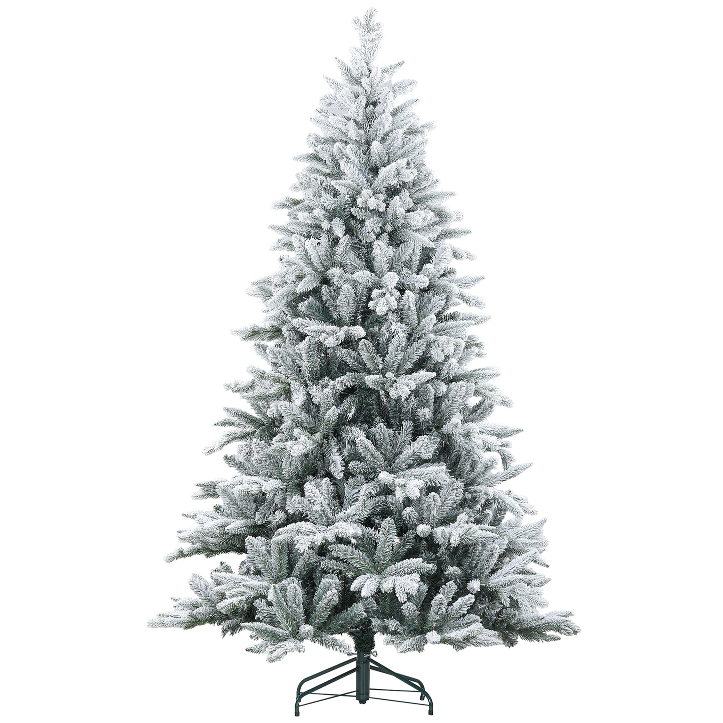Flocked artificial christmas tree with a realistic snowcovered appearance and full branches