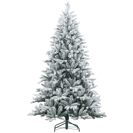 Flocked artificial christmas tree with a realistic snowcovered appearance and full branches