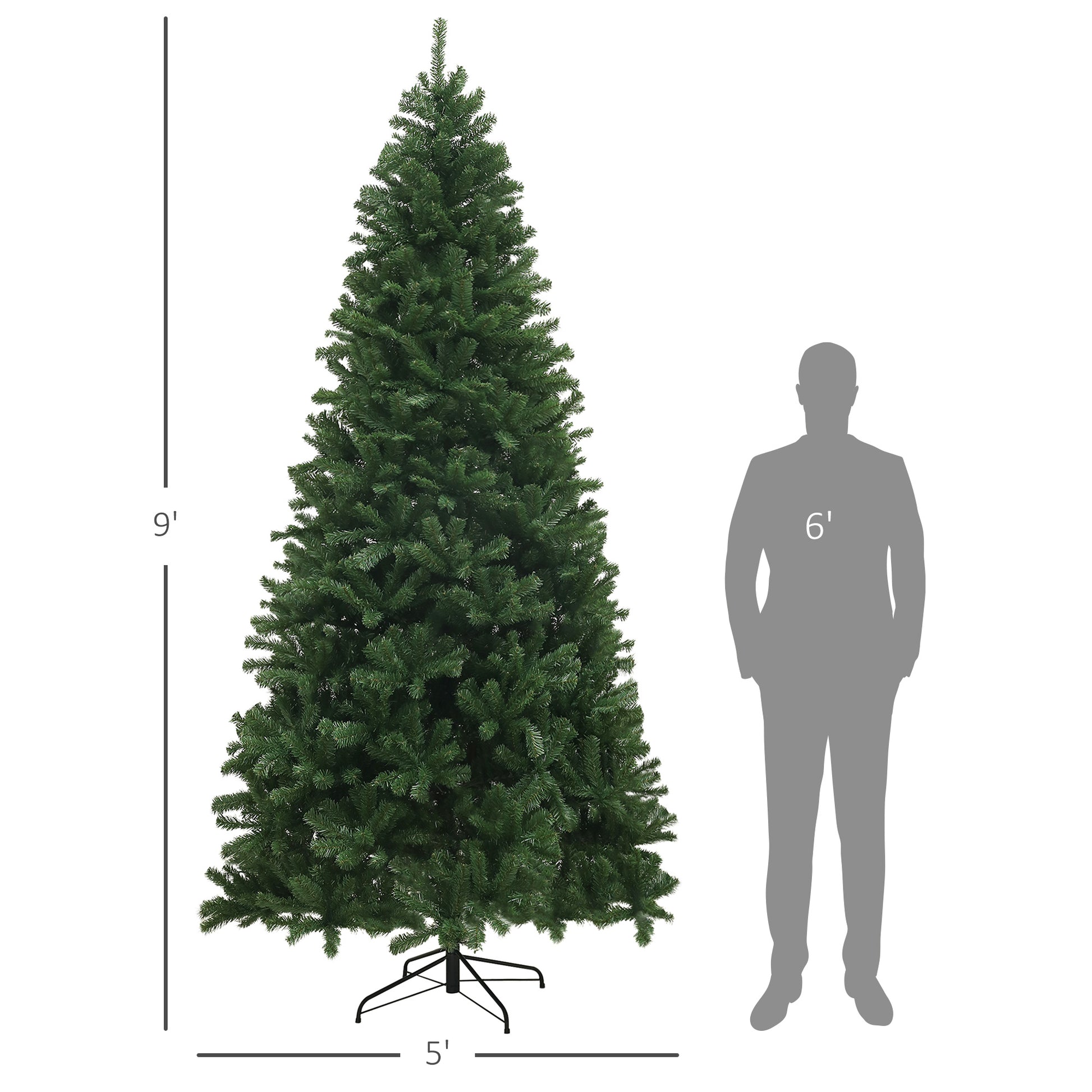 Full lush foot artificial Christmas tree with a metal stand and realistic pine needles