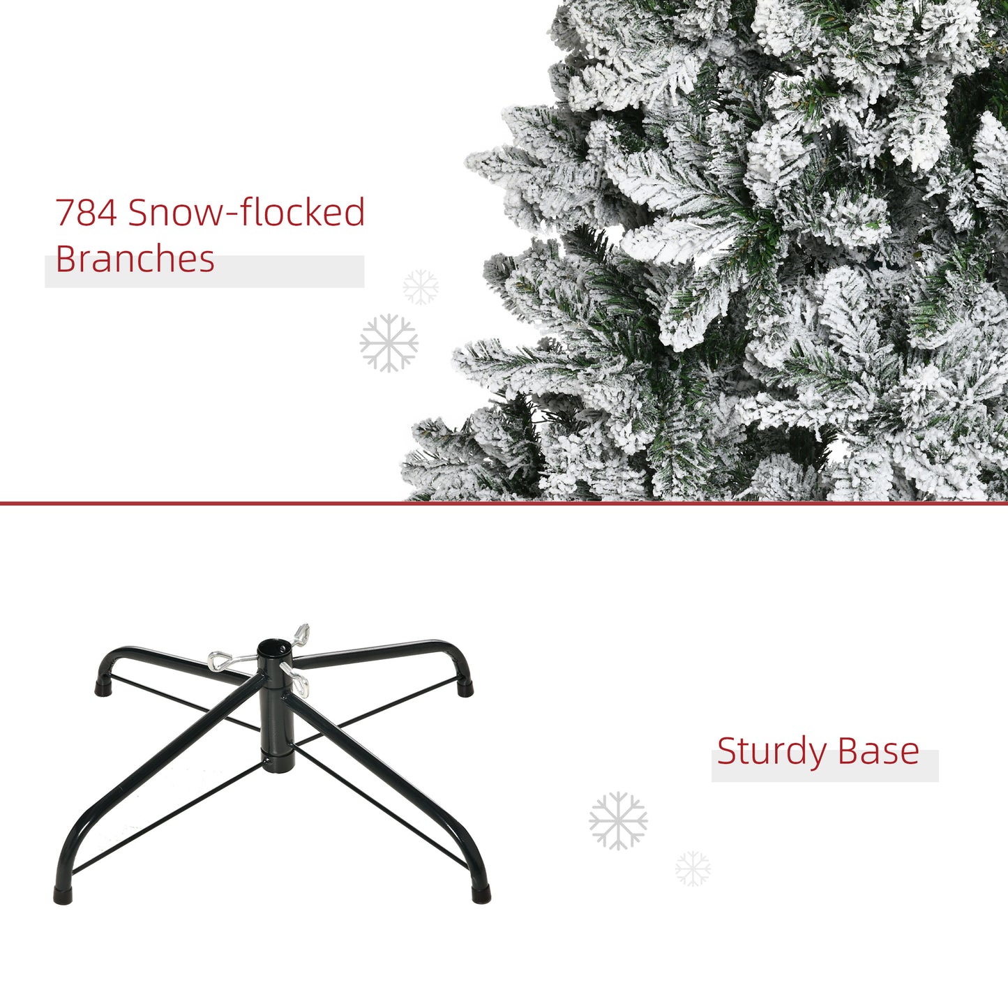 Closeup of a snowflocked artificial Christmas tree with  branches