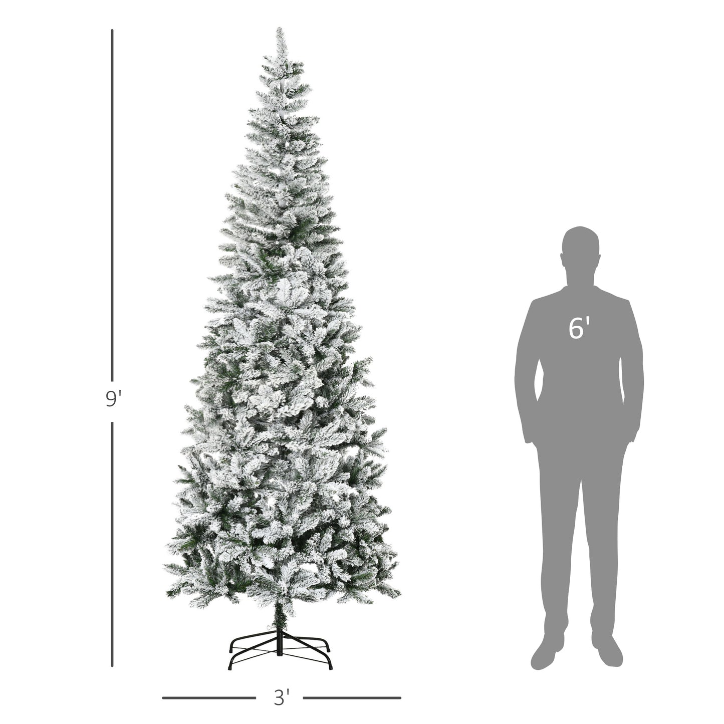 foot flocked artificial Christmas tree with a slender profile perfect for small spaces