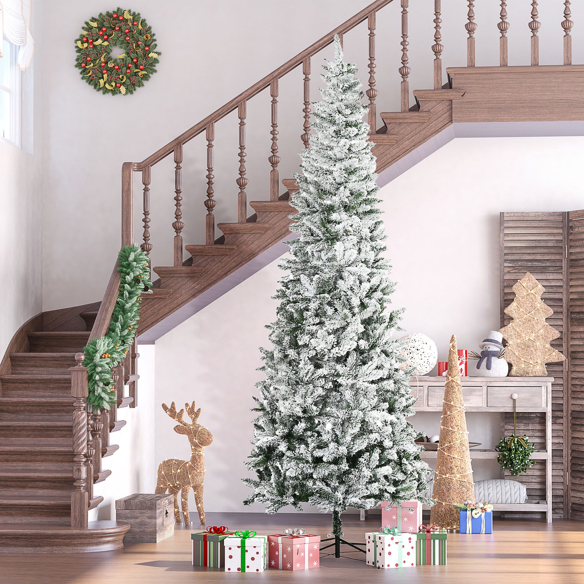 Flocked artificial Christmas tree with realistic snowy branches ft tall