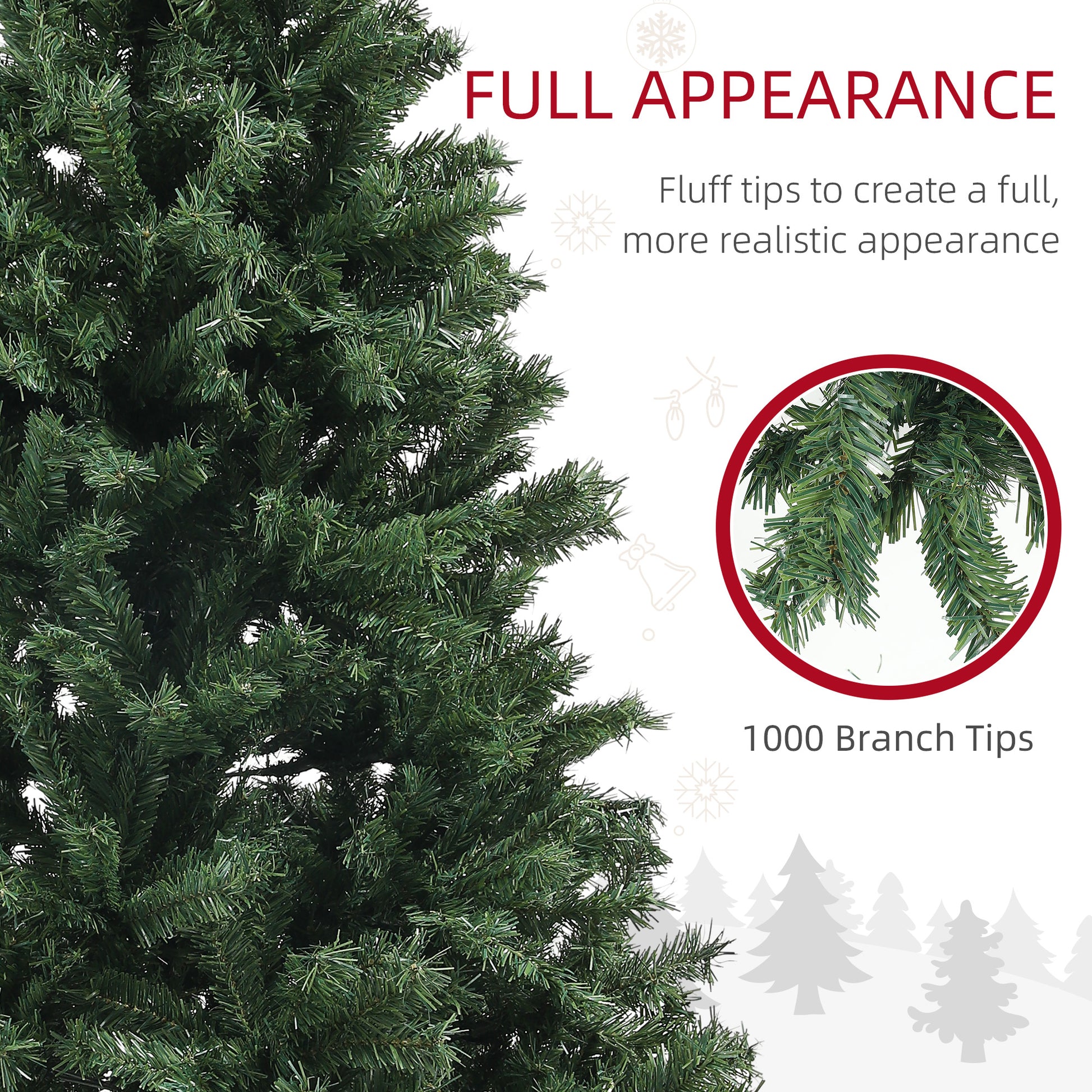 Realistic green artificial Christmas tree with dense branches and  tips