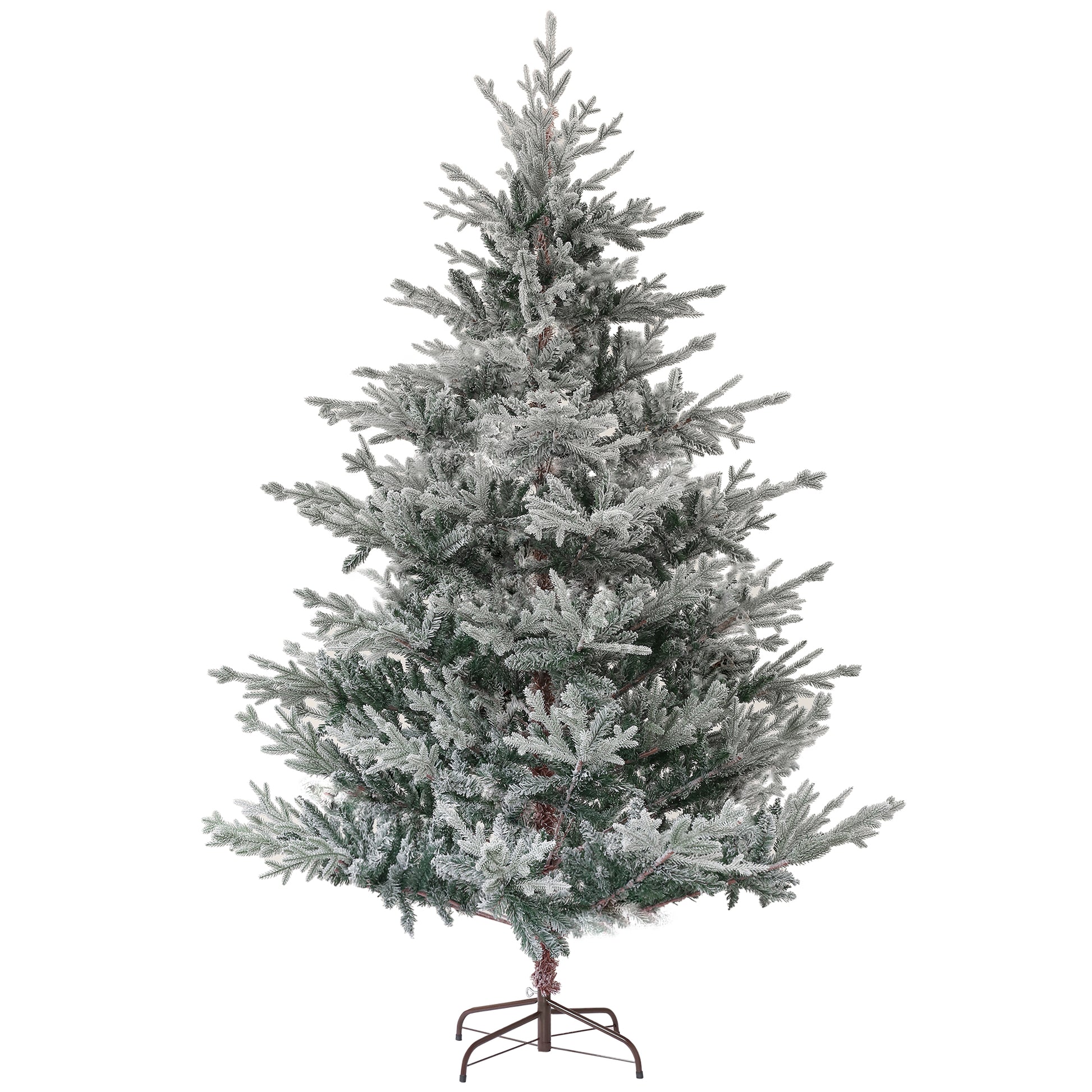 Flocked artificial Christmas tree with realistic branches and frosted tips