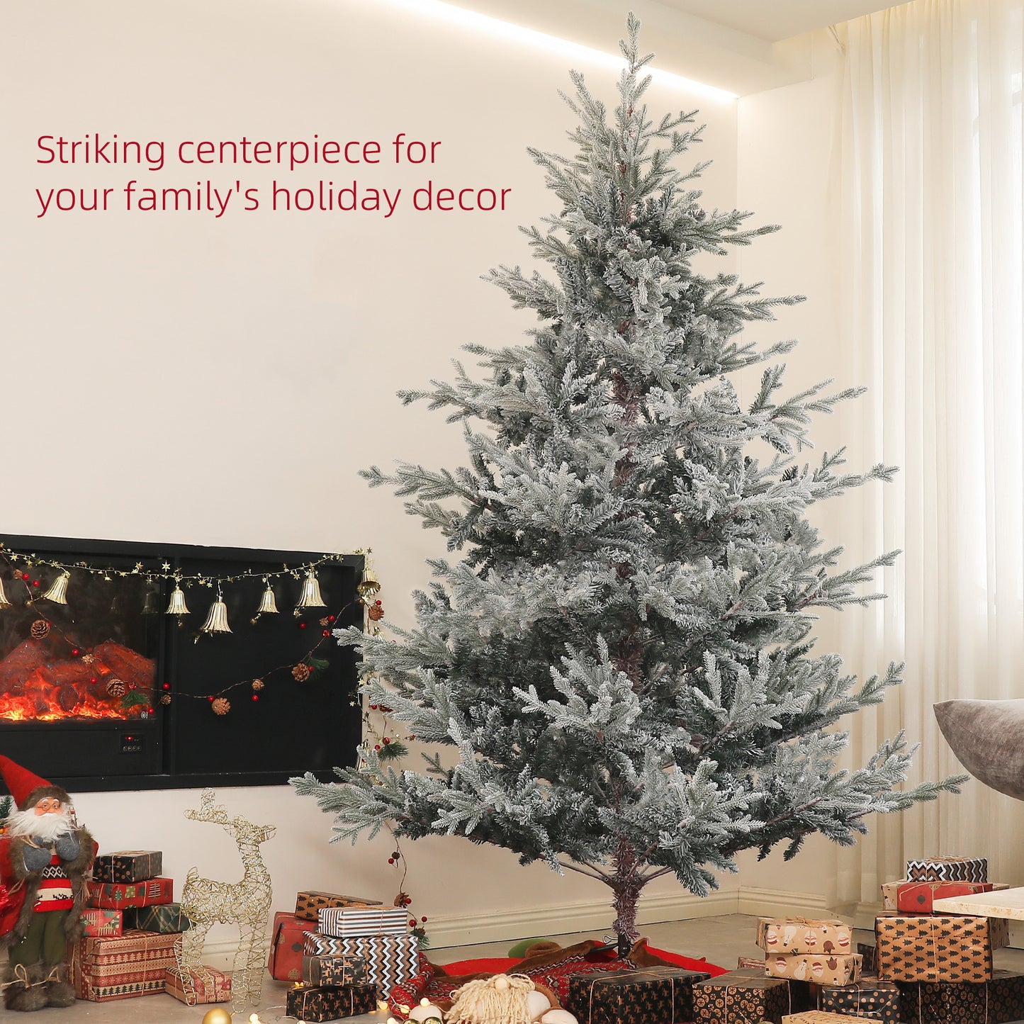 Flocked artificial Christmas tree realistic and festive for holiday home decor