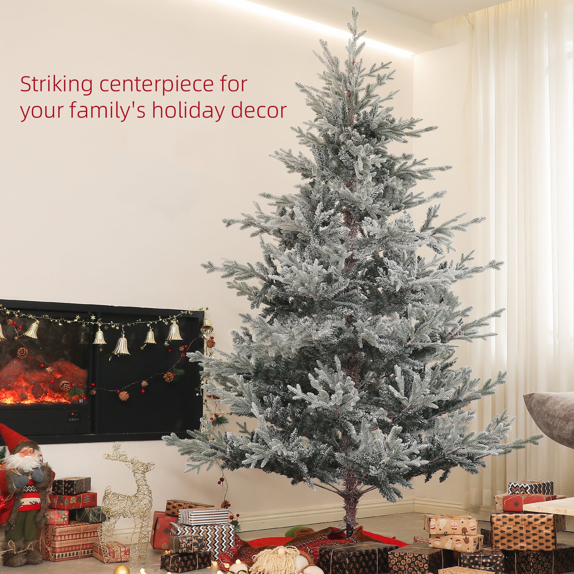 Flocked artificial Christmas tree realistic and festive for holiday home decor