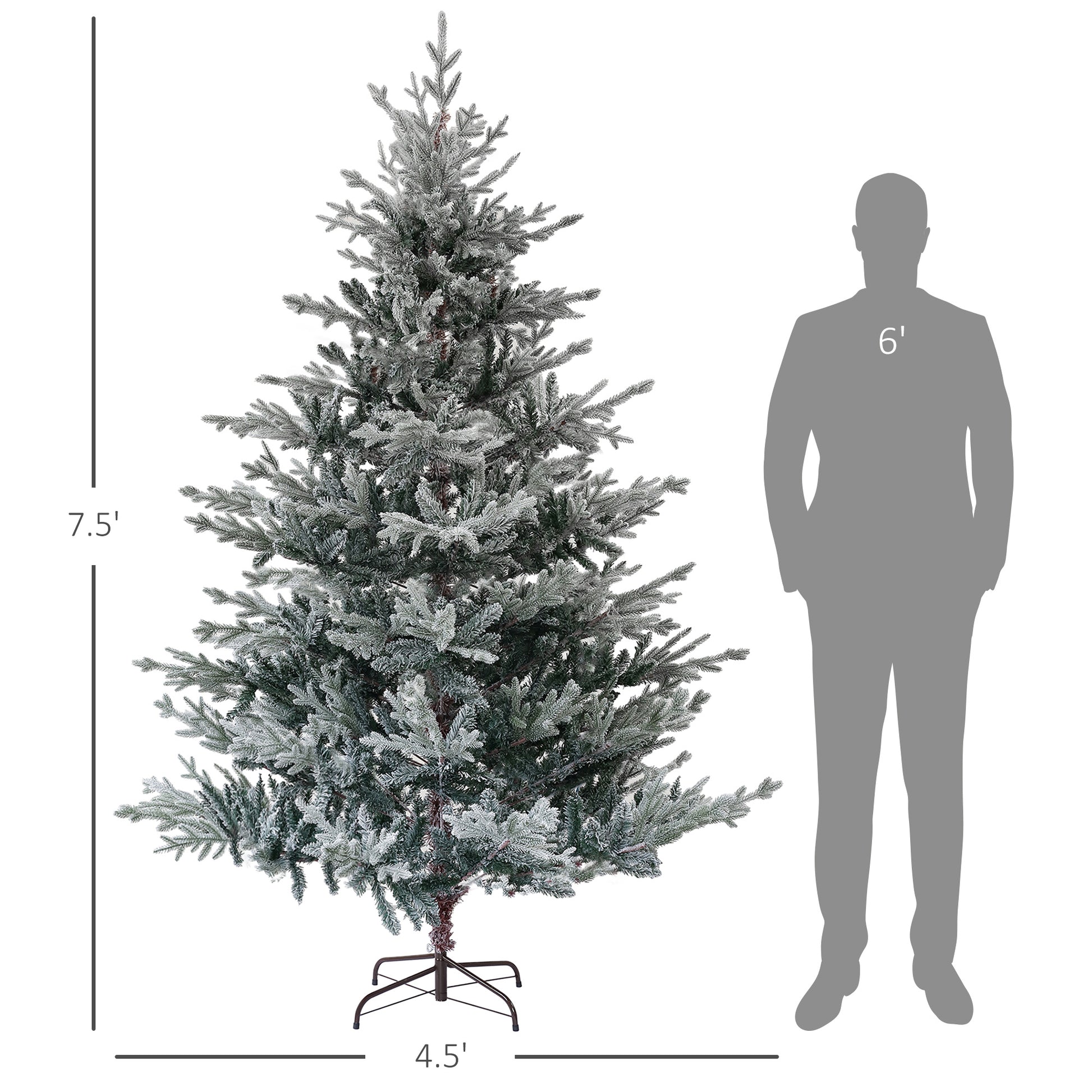 foot flocked artificial Christmas tree with realistic branches for festive decor