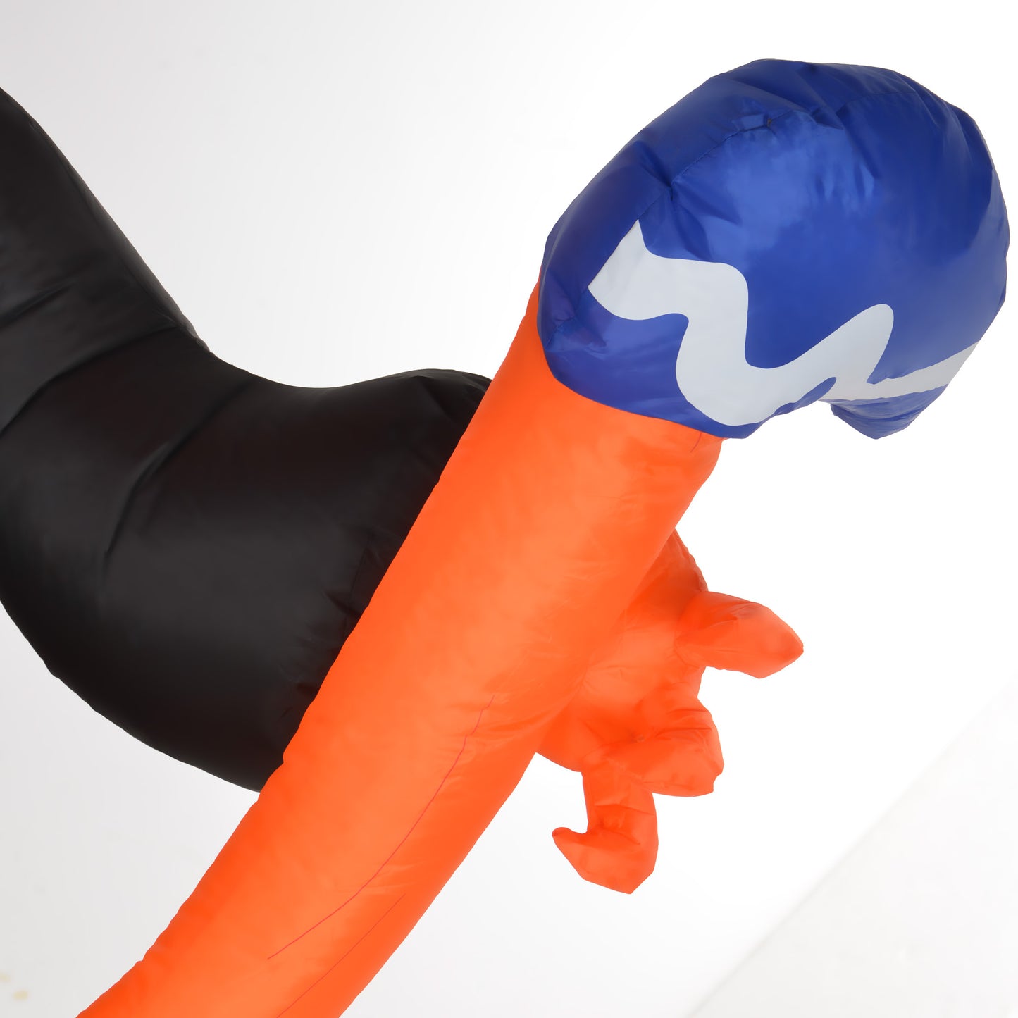 Black and orange inflatable tube man arms blue head with white design