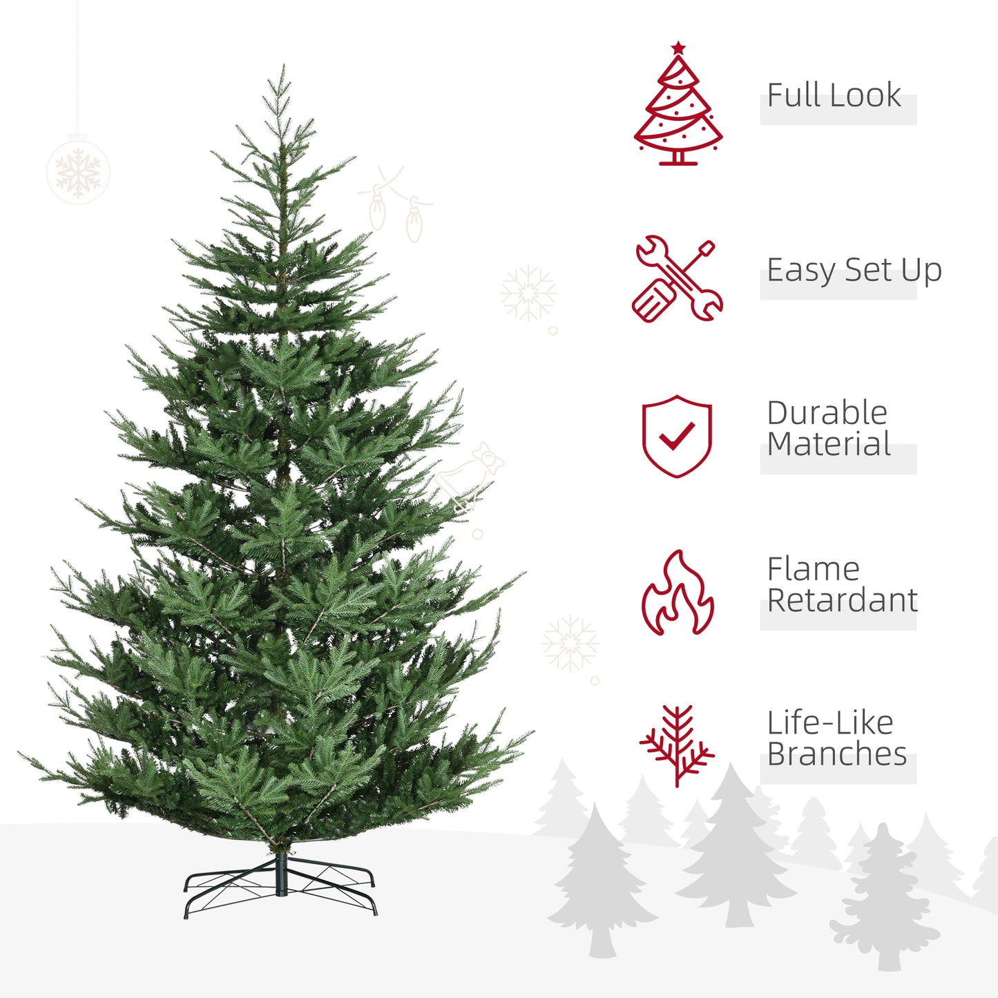 Full lush artificial Christmas tree with realistic branches for holiday decor