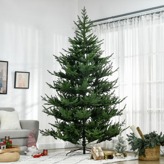 Full lush green artificial Christmas tree with realistic branches ready for festive decoration