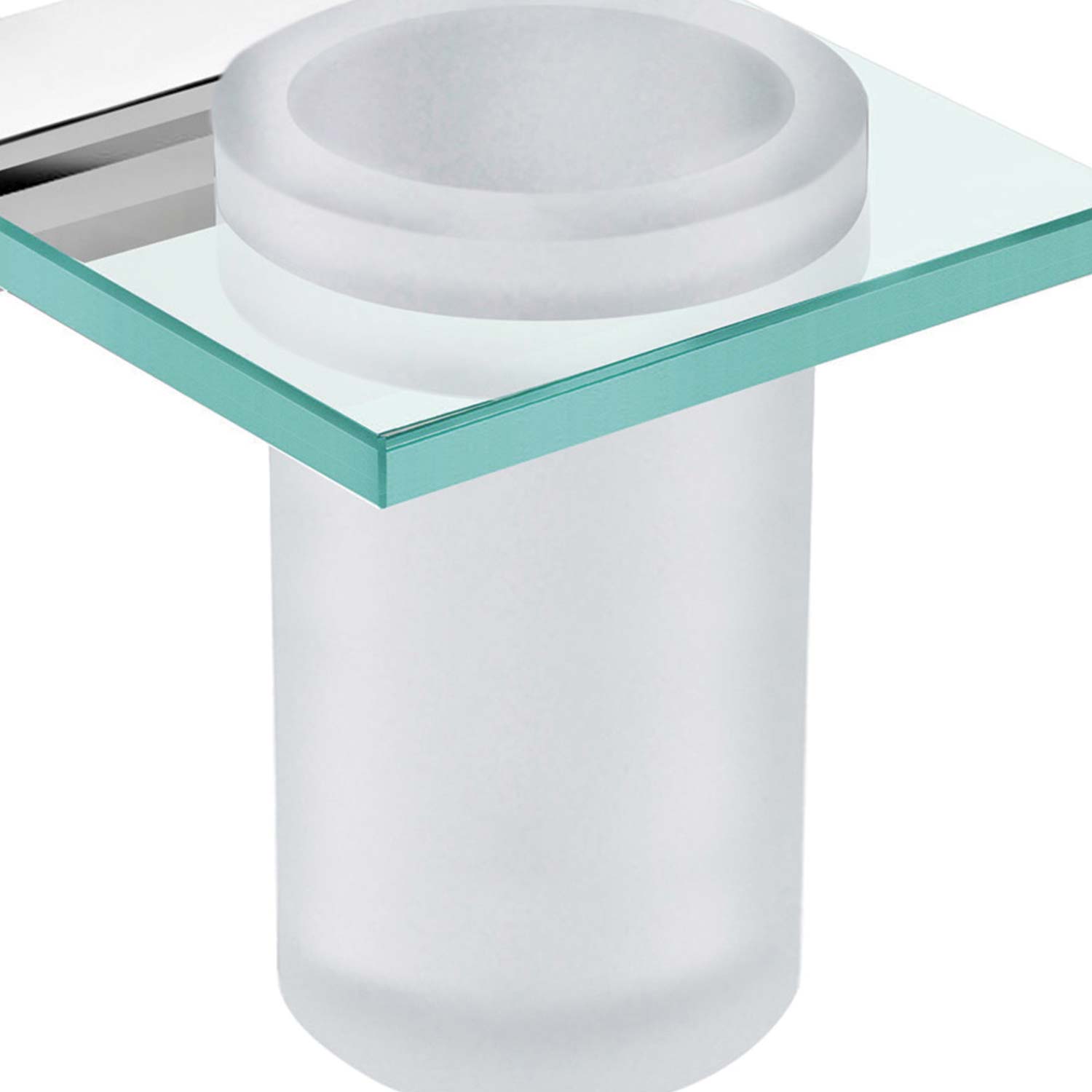 Frosted glass toothbrush holder with clear glass shelf modern bathroom accent