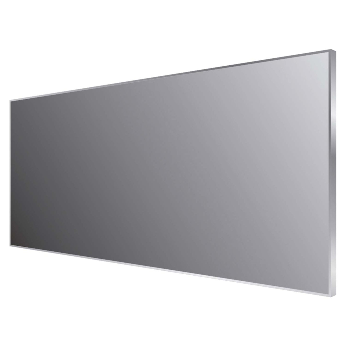 Rectangular frameless wall mirror with a polished silver finish
