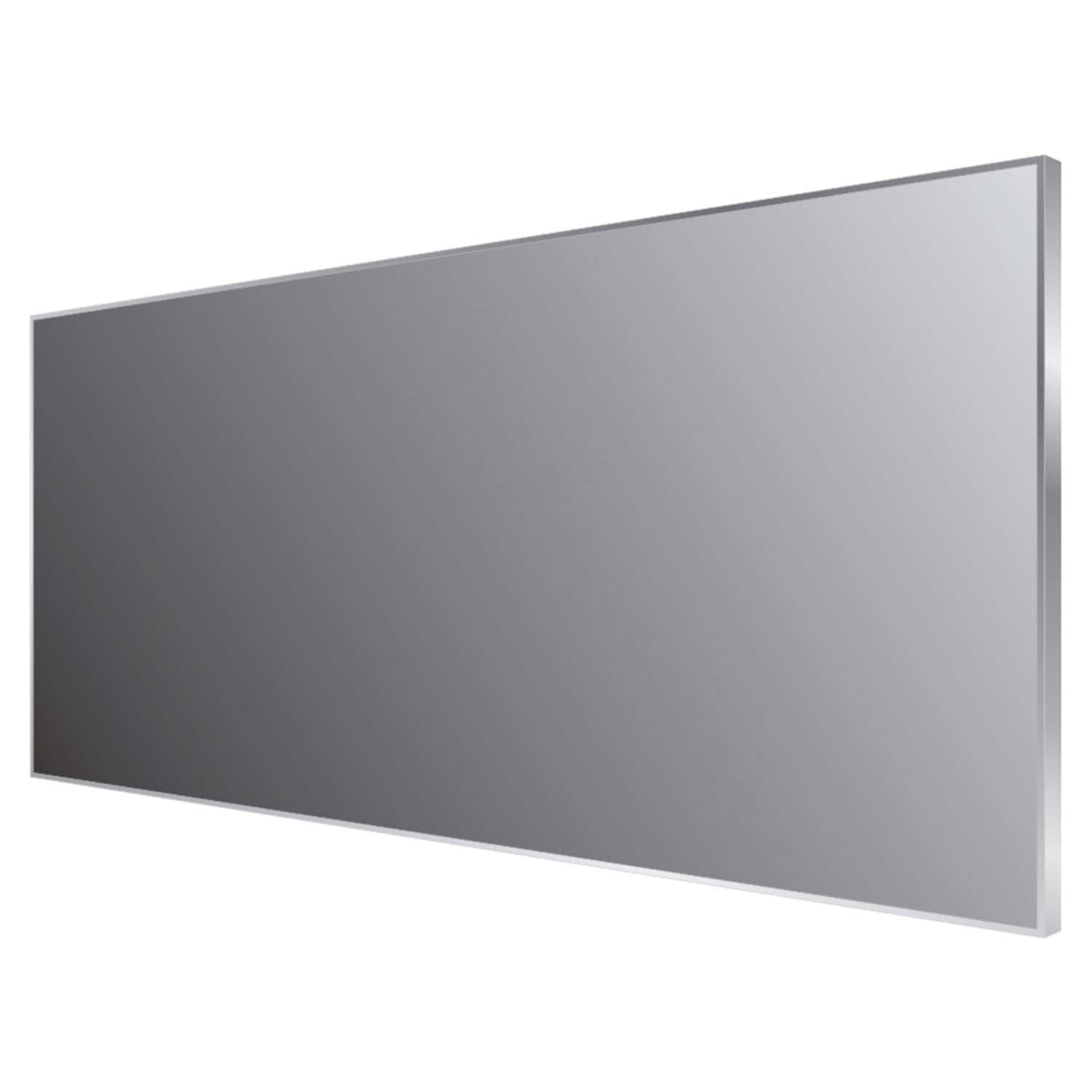 Rectangular frameless wall mirror with a polished silver finish