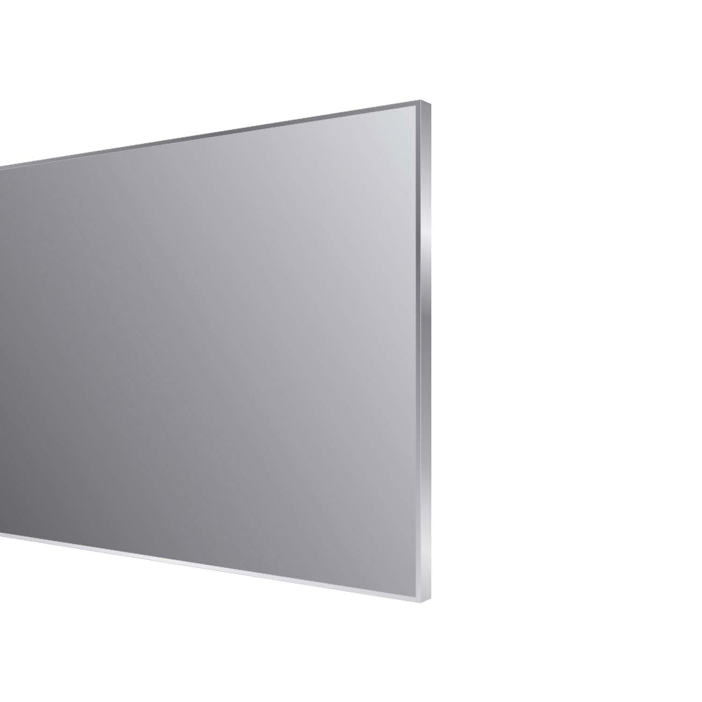 Frameless minimalist bathroom mirror with polished silver edge