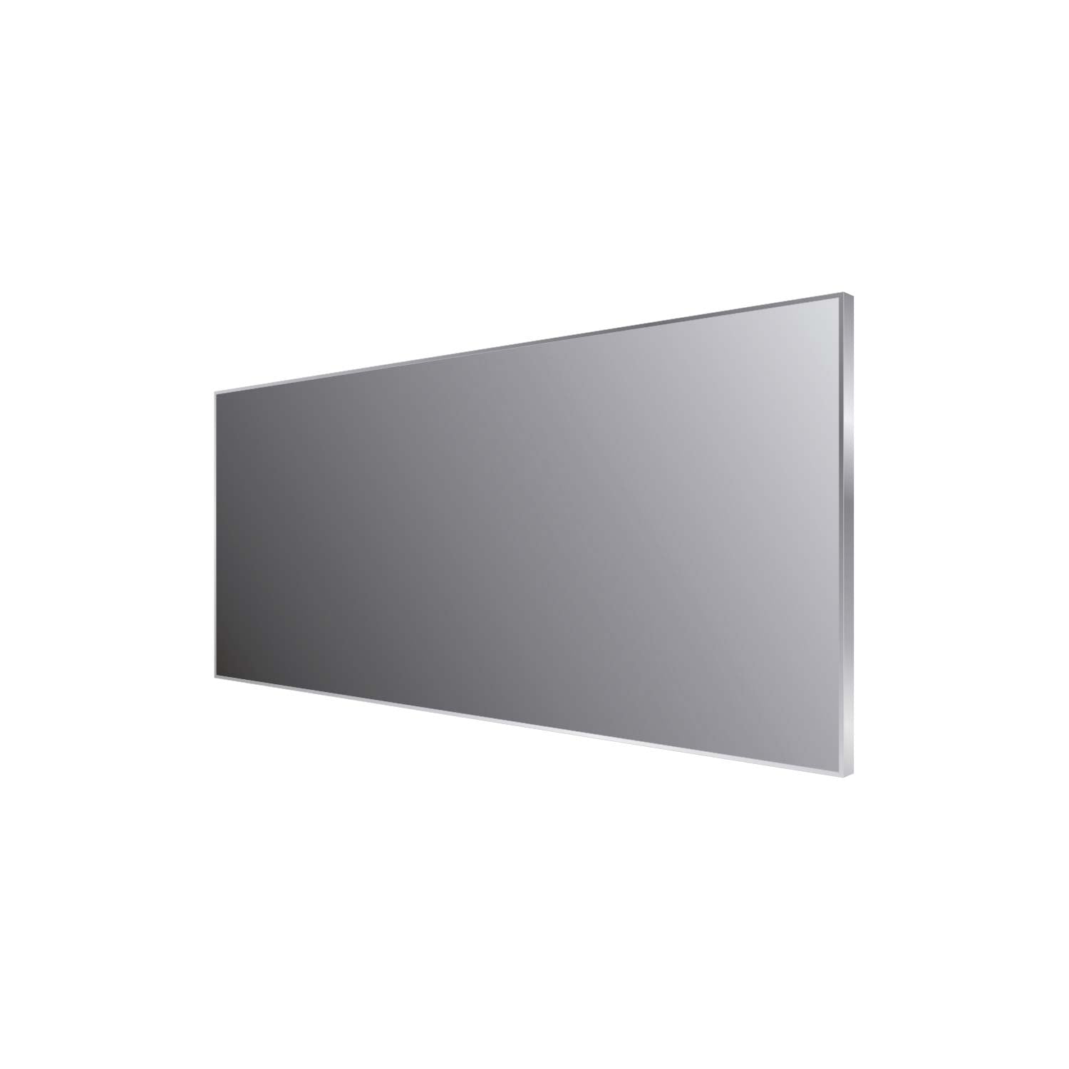 Sleek frameless modern wall mirror with polished silver edge detail