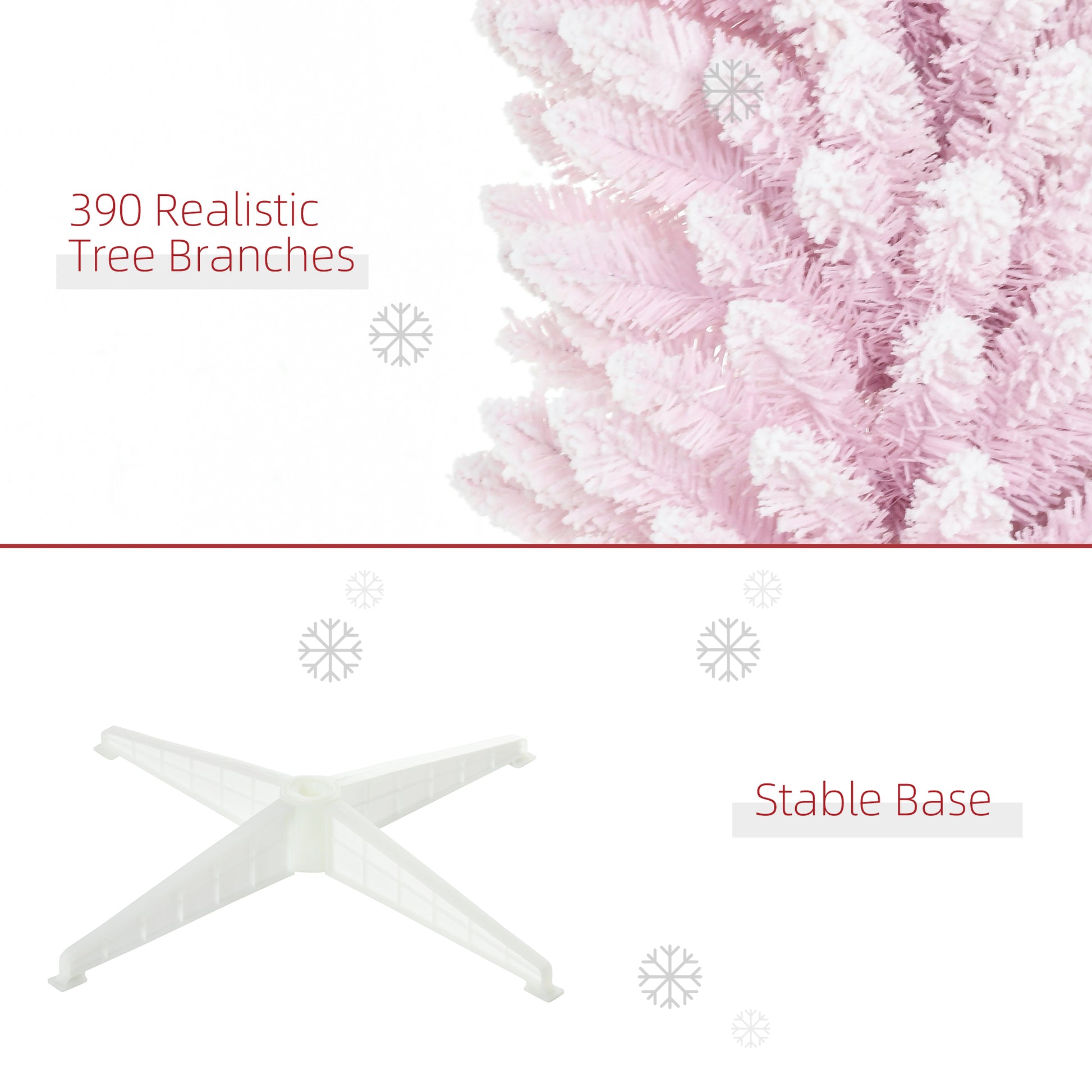 Closeup of flocked pink artificial tree branches with  realistic details