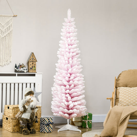 Fluffy pink artificial Christmas tree with a natural look perfect for holiday decor
