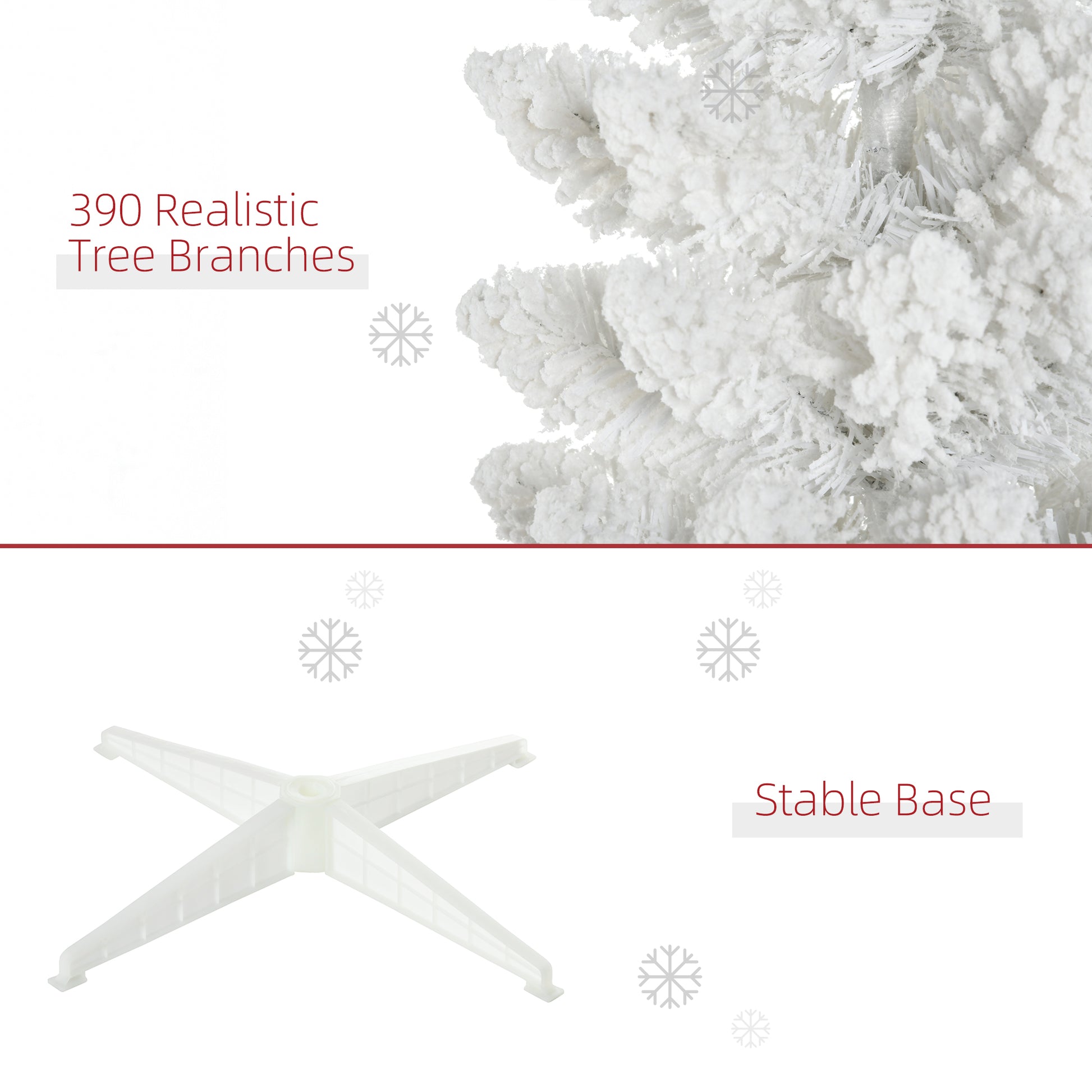 Closeup of flocked white artificial Christmas tree branches  realistic tree branches
