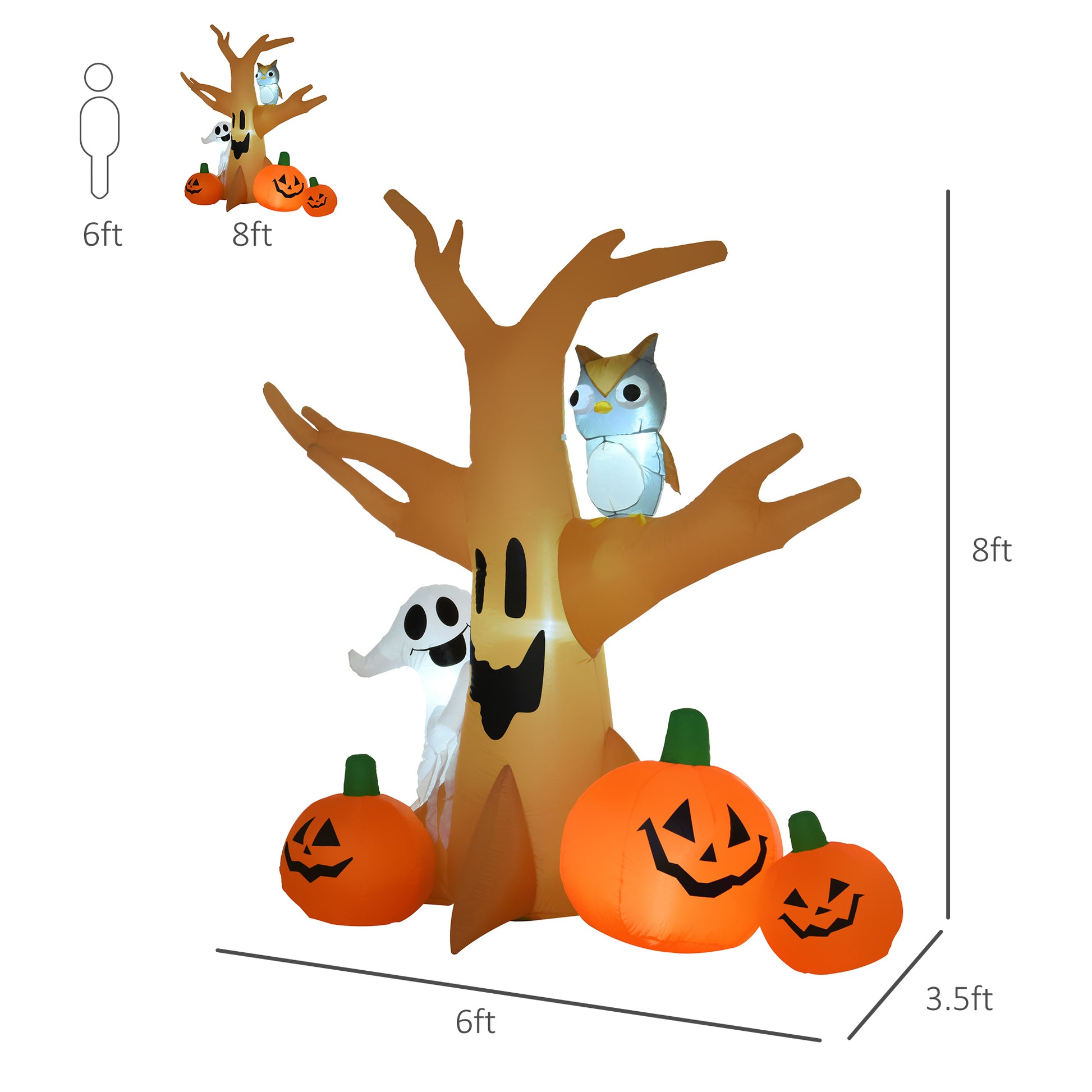 ft inflatable Halloween tree with owl ghost and pumpkins for outdoor decoration