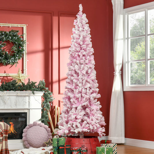 Flocked pink artificial Christmas tree with white tips ft tall ideal for festive decor