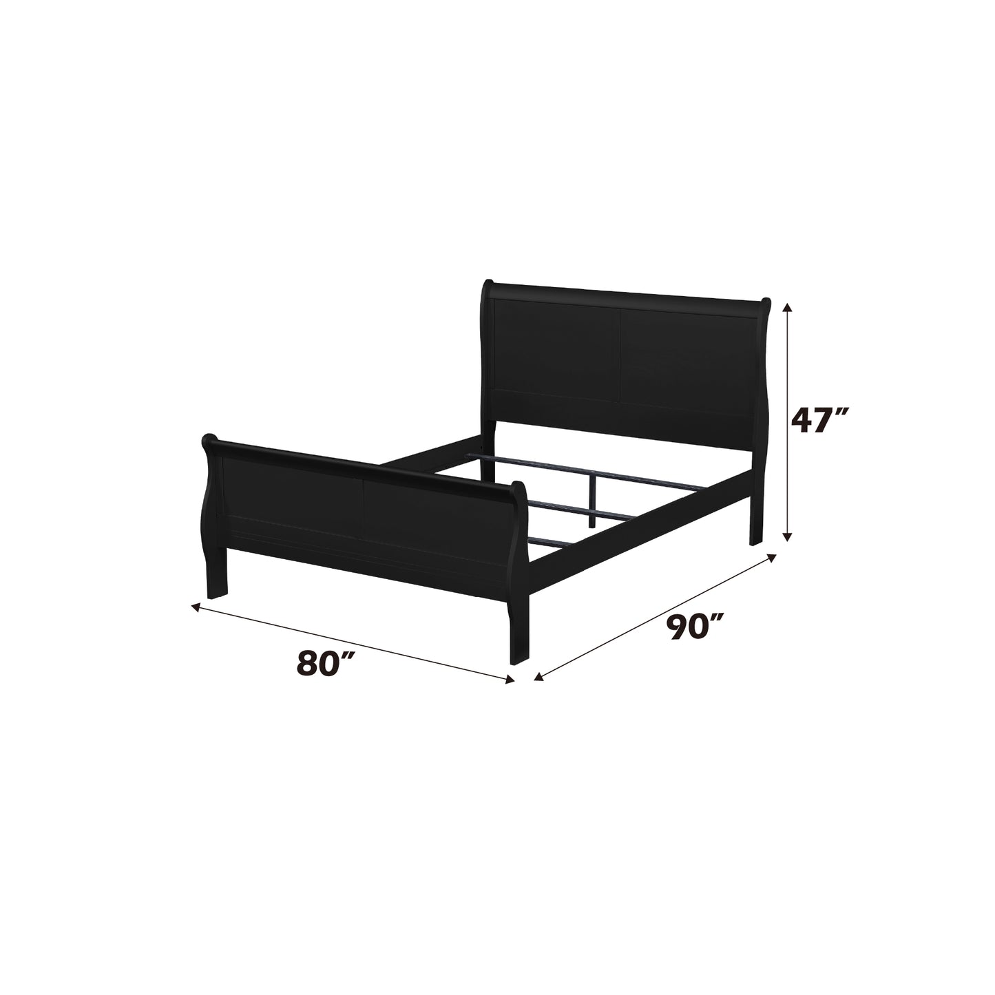 Black wooden sleigh bed frame