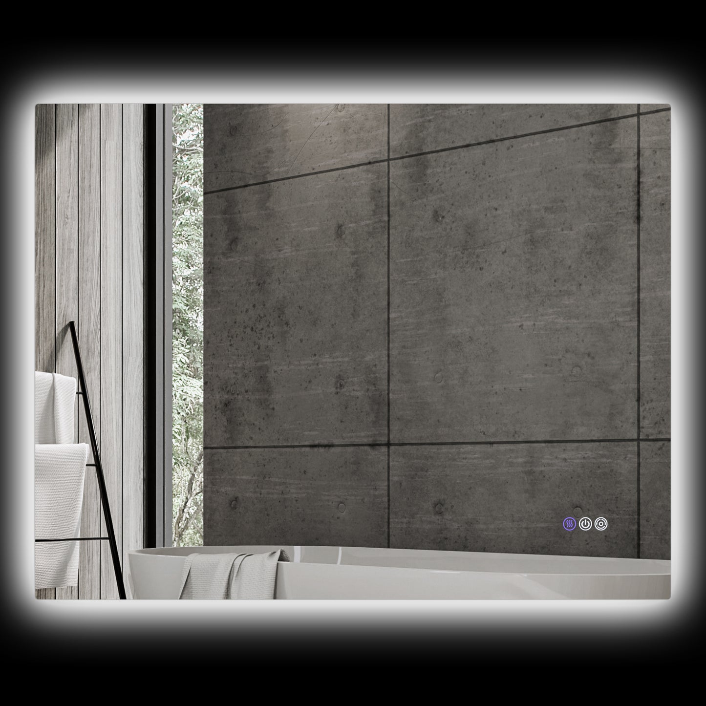 Modern backlit bathroom mirror with touch controls elegant LED lighting and sleek design