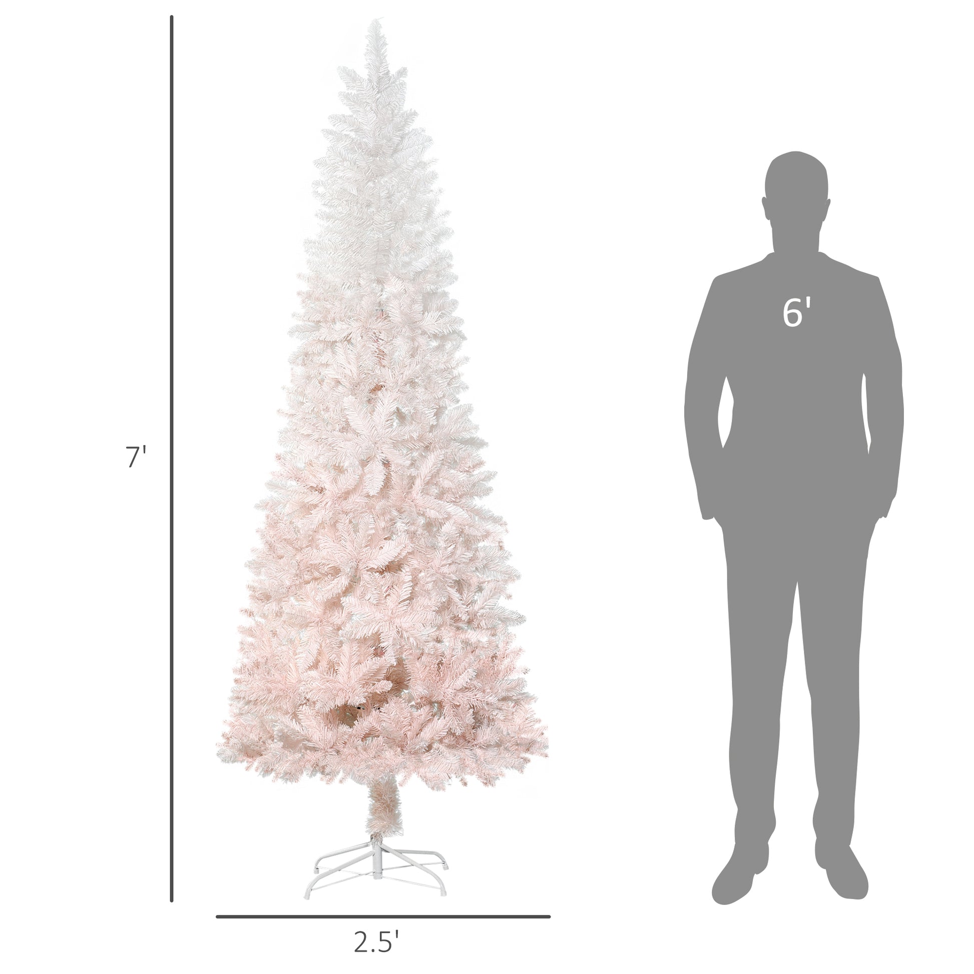 foot tall artificial Christmas tree with a soft pink to white ombre gradient