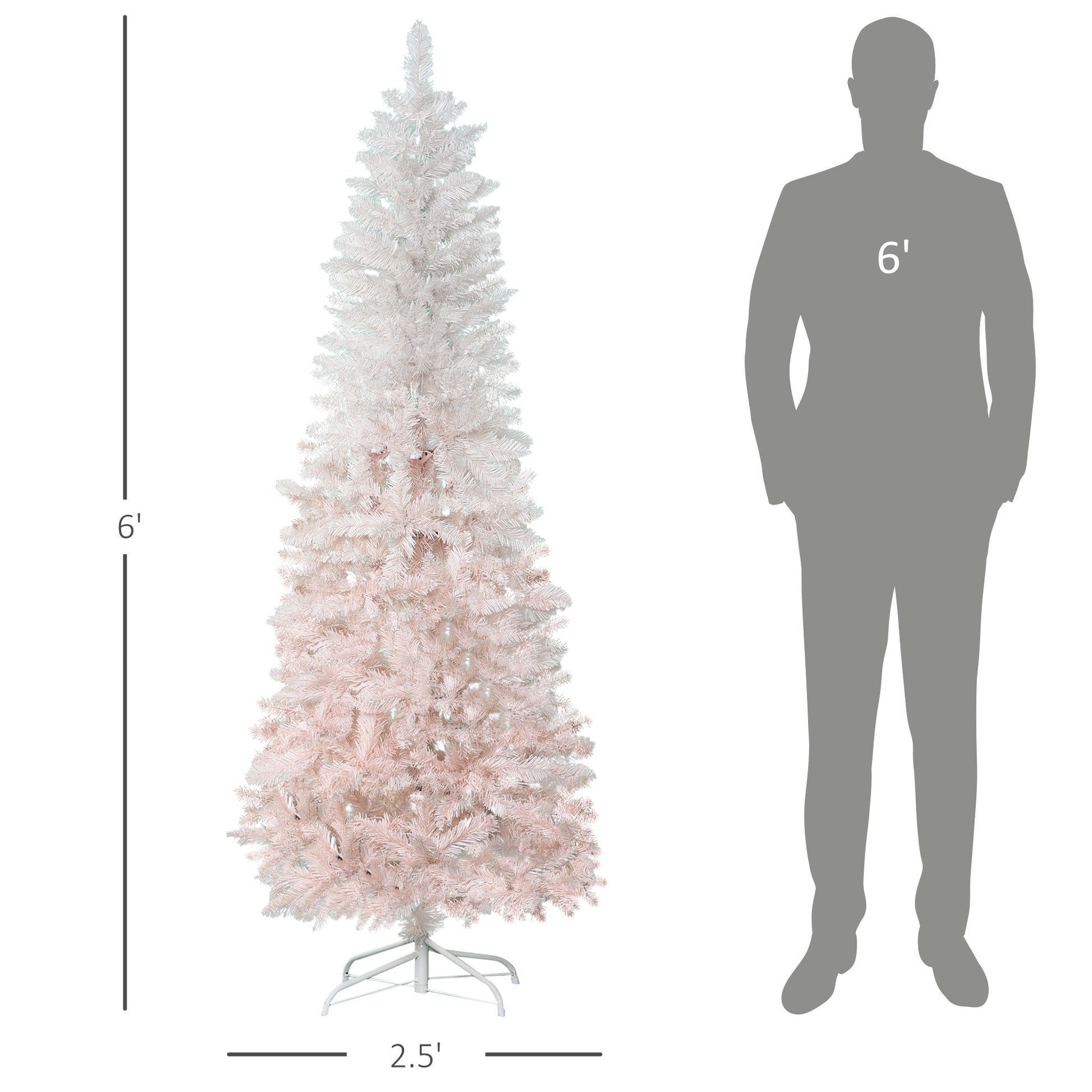foot white and pink ombre artificial Christmas tree with a metal stand