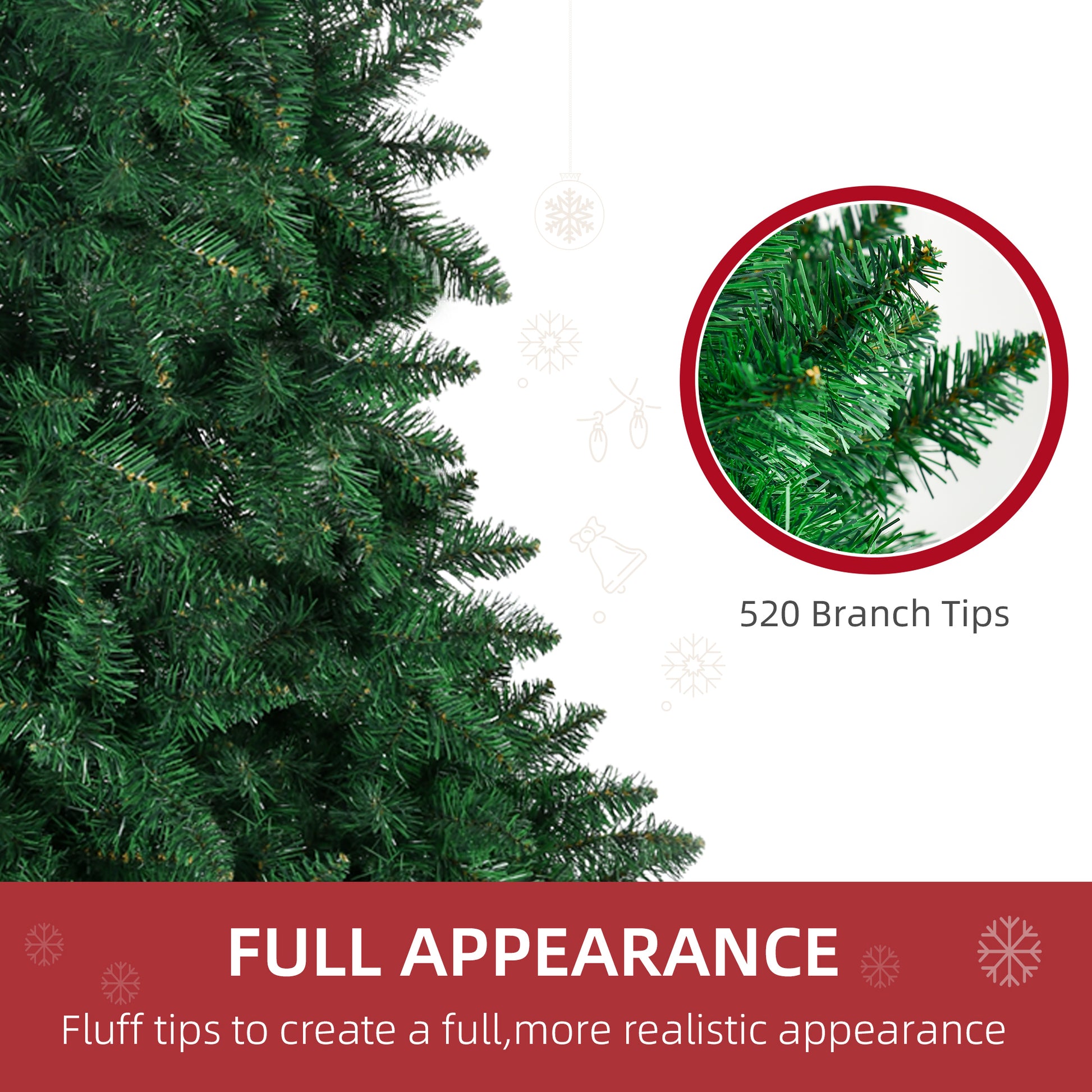Dense green artificial Christmas tree with  branch tips