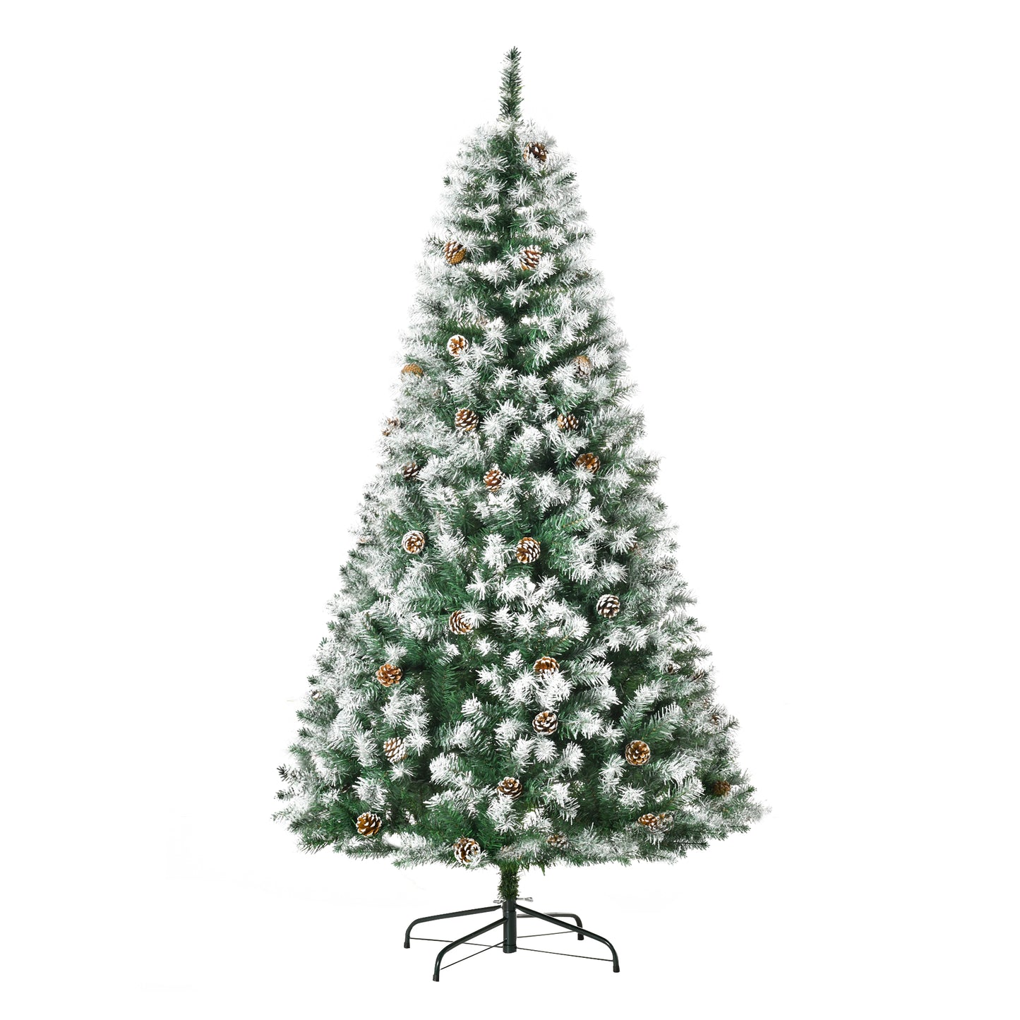 Frosted pine christmas tree with natural pinecones perfect for festive home decor