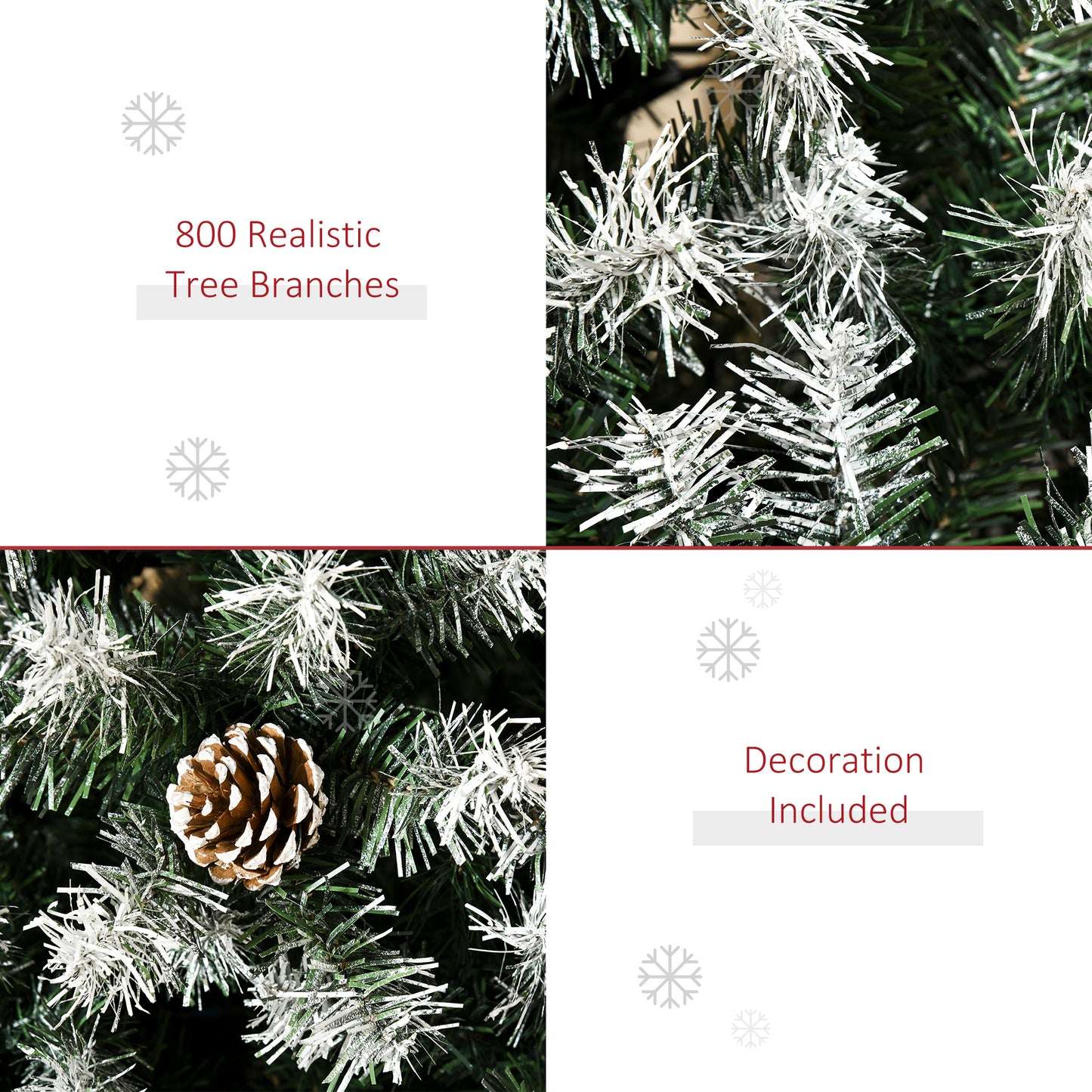 Frosted artificial Christmas tree branches with pinecone decoration