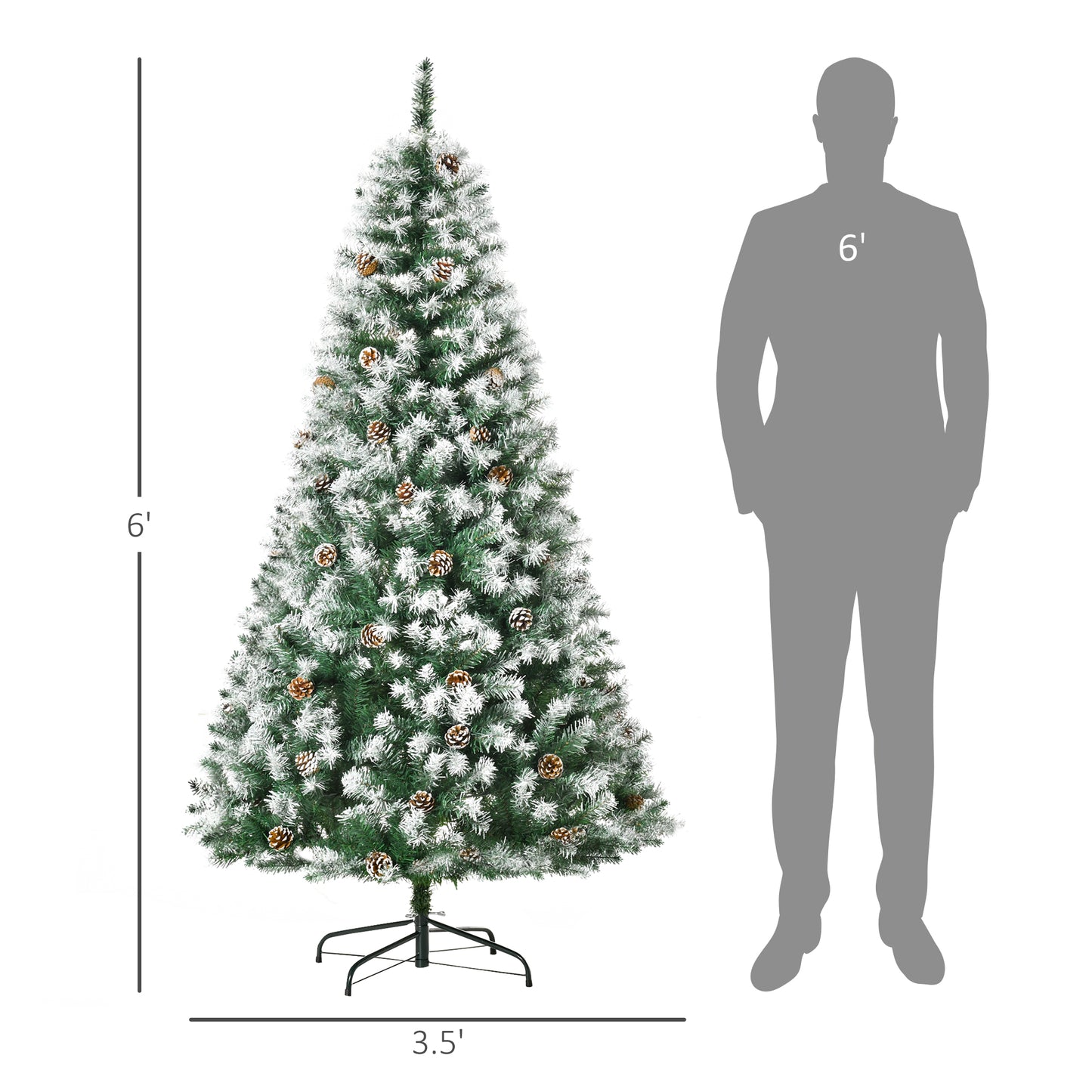 foot flocked artificial Christmas tree with pinecones and silver tips