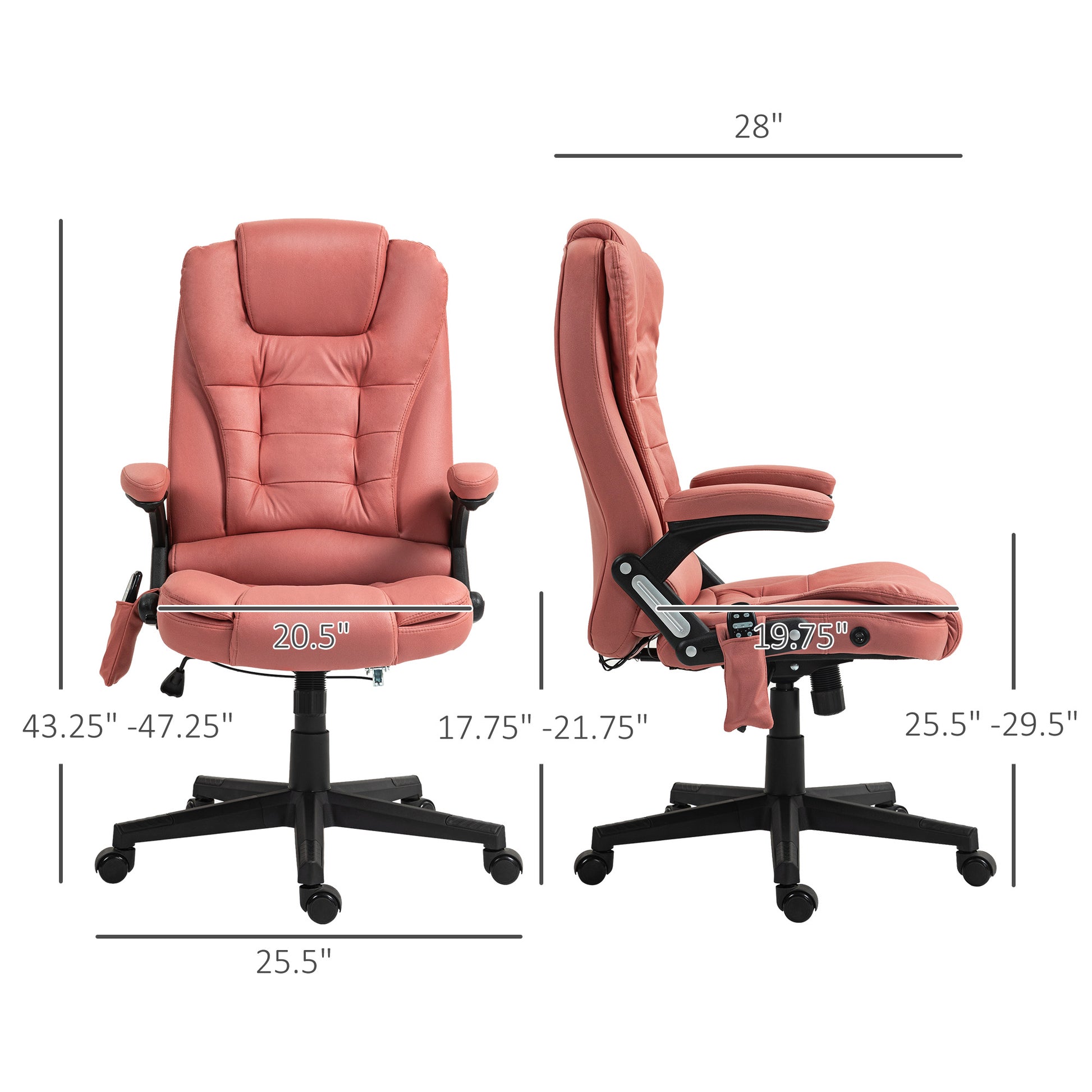 Pink ergonomic office chair with adjustable height and padded headrest ideal for long workdays
