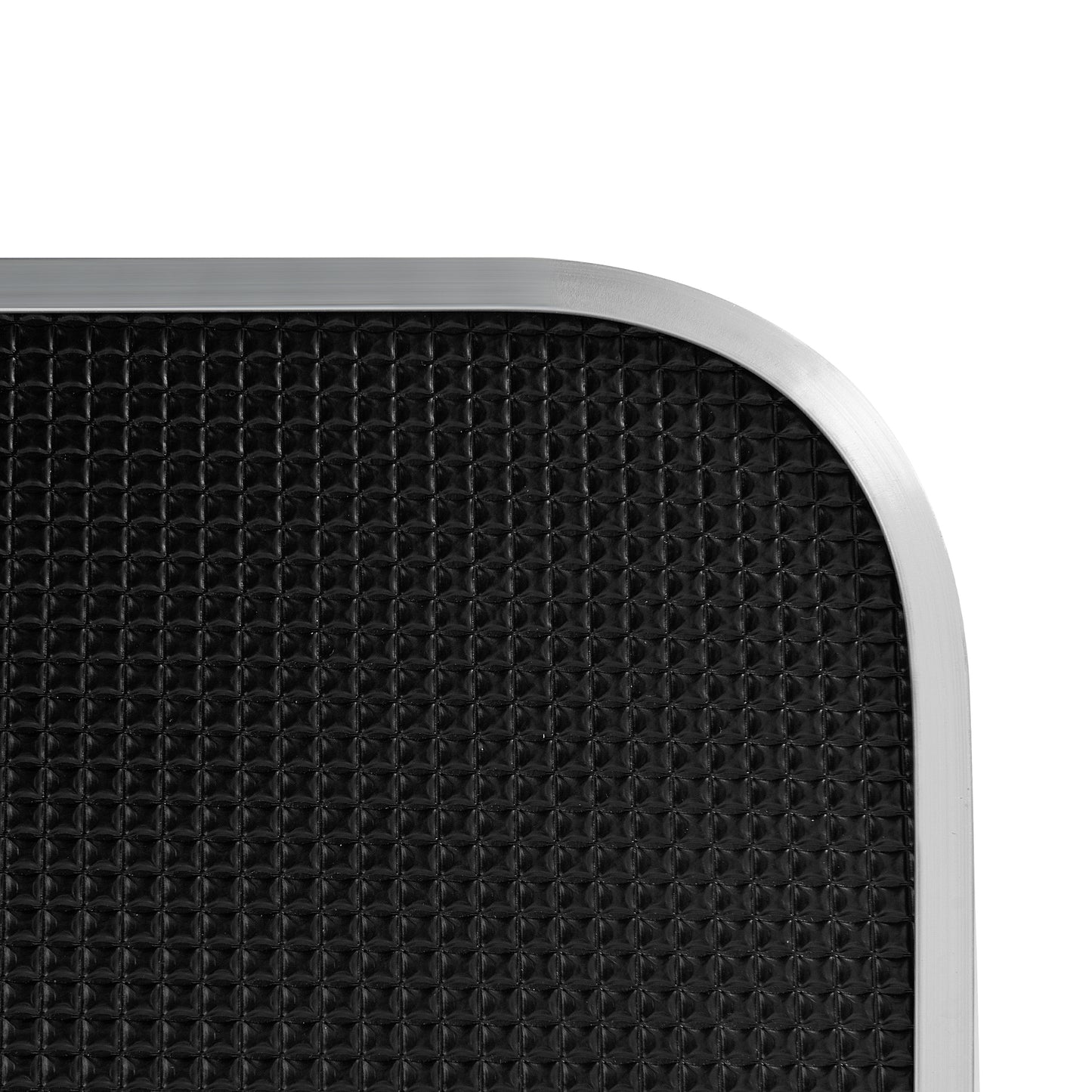 Black textured grip tape with brushed aluminum trim edge