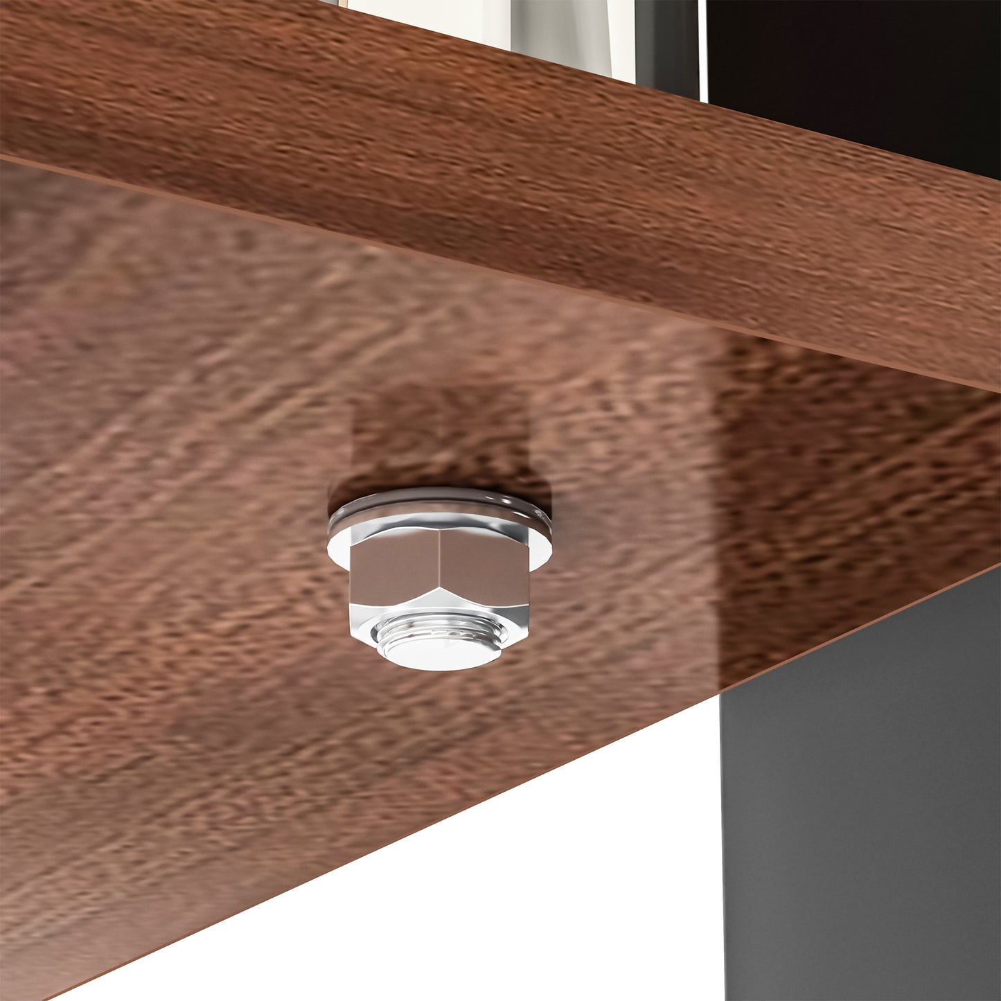 M zinc plated nut and bolt assembly on textured wood surface